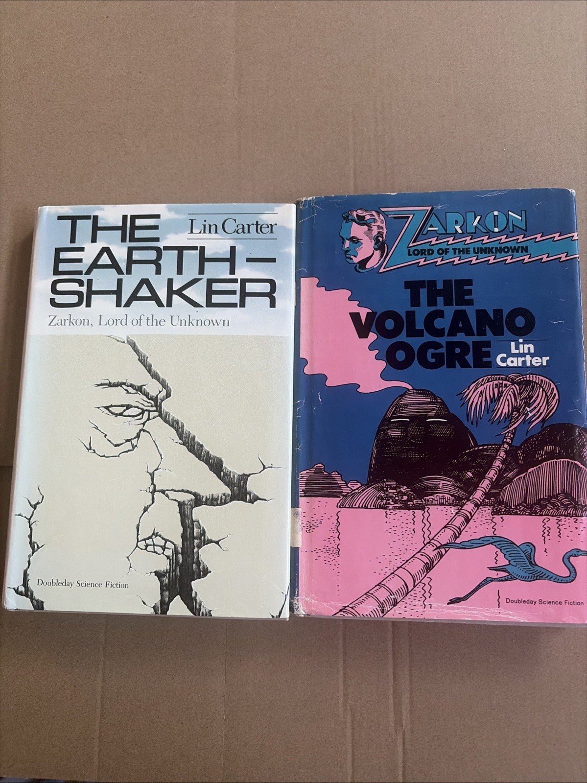 2 Lin Carter Hardcover First Editions The Earth Shaker The Volcano Ogre Zarkon