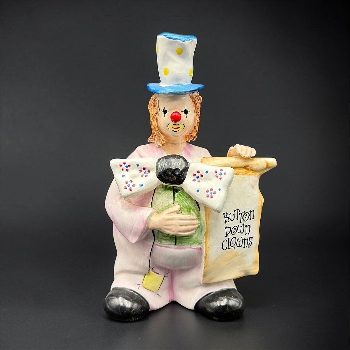 Vintage 1984 Enesco Button Down Clowns Ceramic Clown Figurine 6.25\ Vintage 1984 Enesco Button Down Clowns Ceramic Clown Figurine 6.25\