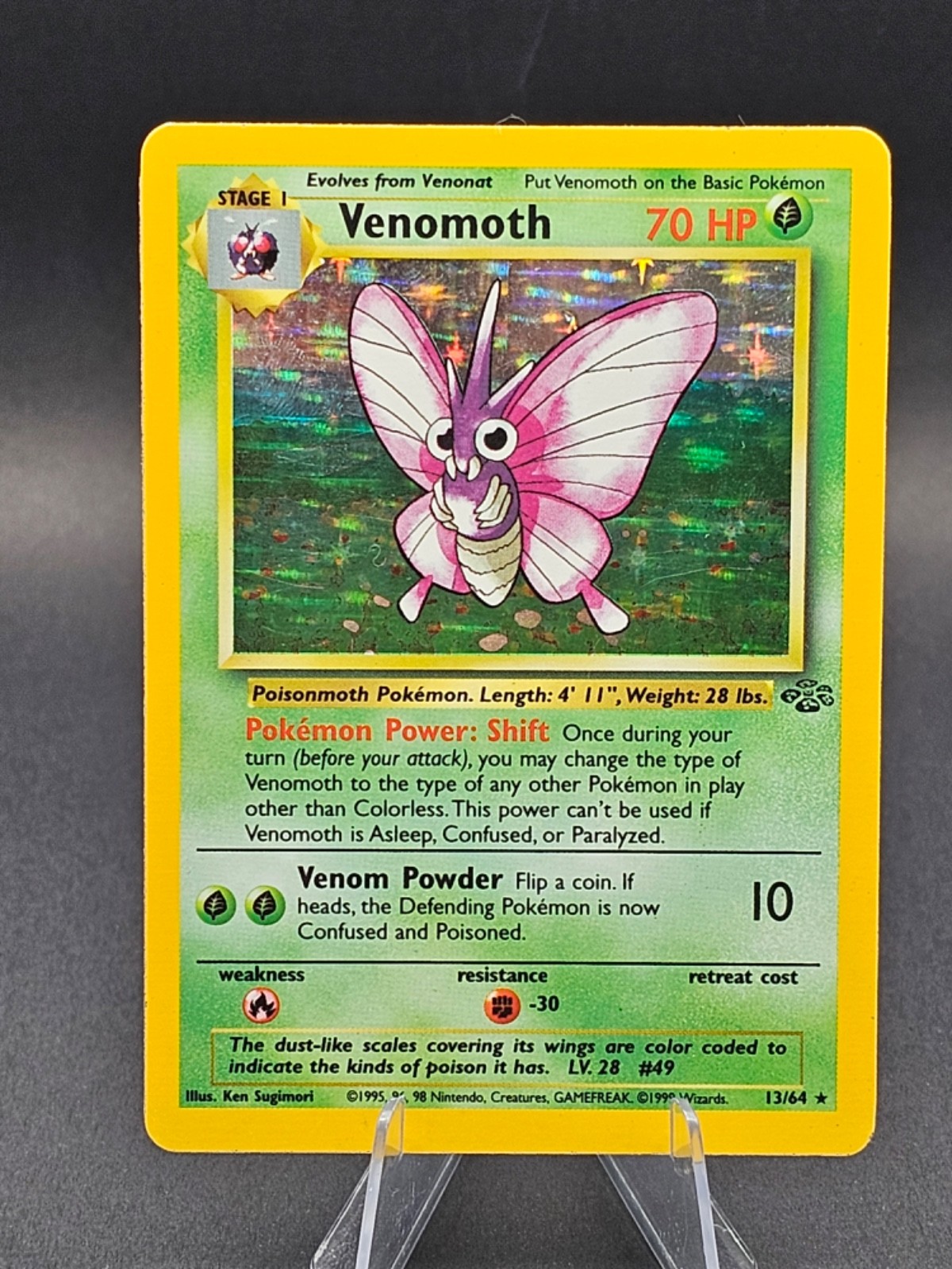 Pokémon TCG Vintage 1999 Venomoth Holo-Rare Jungle Set #13/64 HP Pokémon TCG Vintage 1999 Venomoth Holo-Rare Jungle Set #13/64 HP