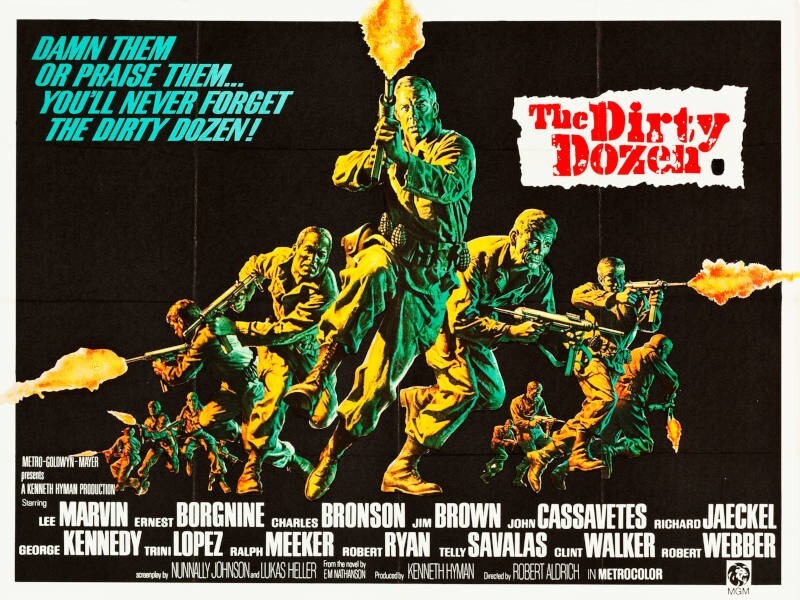1967 The Dirty Dozen vintage movie poster print Style B 27x36 9mil Paper