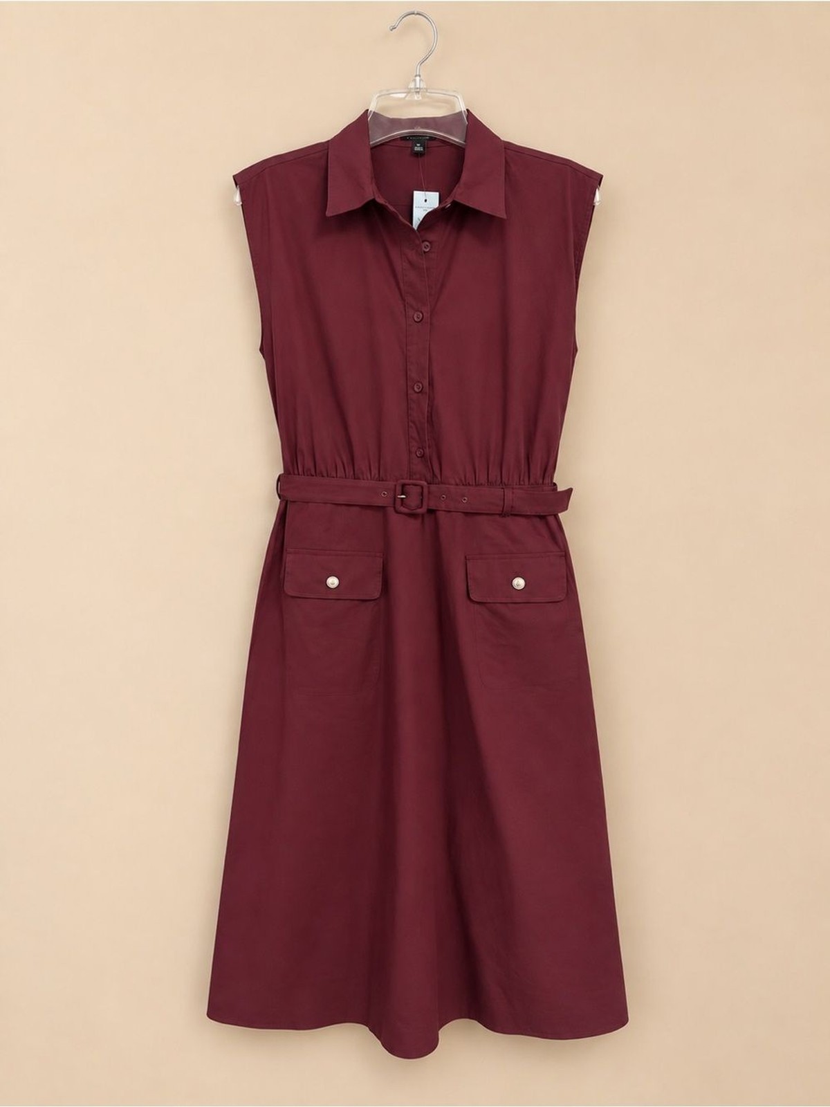 Ann Taylor Wine Burgundy Belted Utility Midi Shirt Dress 6P NWT SOLD OUT ONLINE