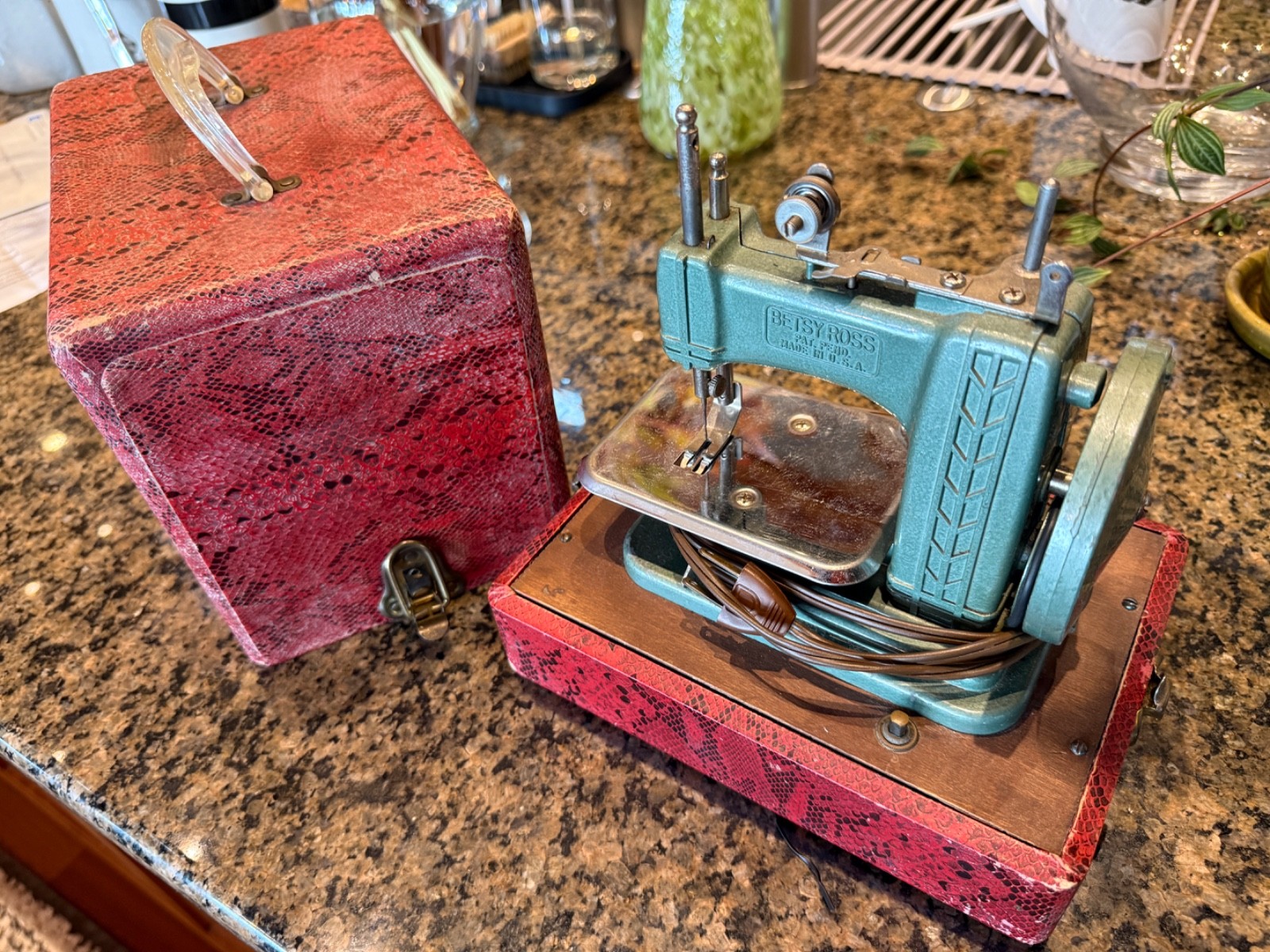 Vintage Betsy Ross Miniature ELECTRIC Sewing Machine with Case - runs well