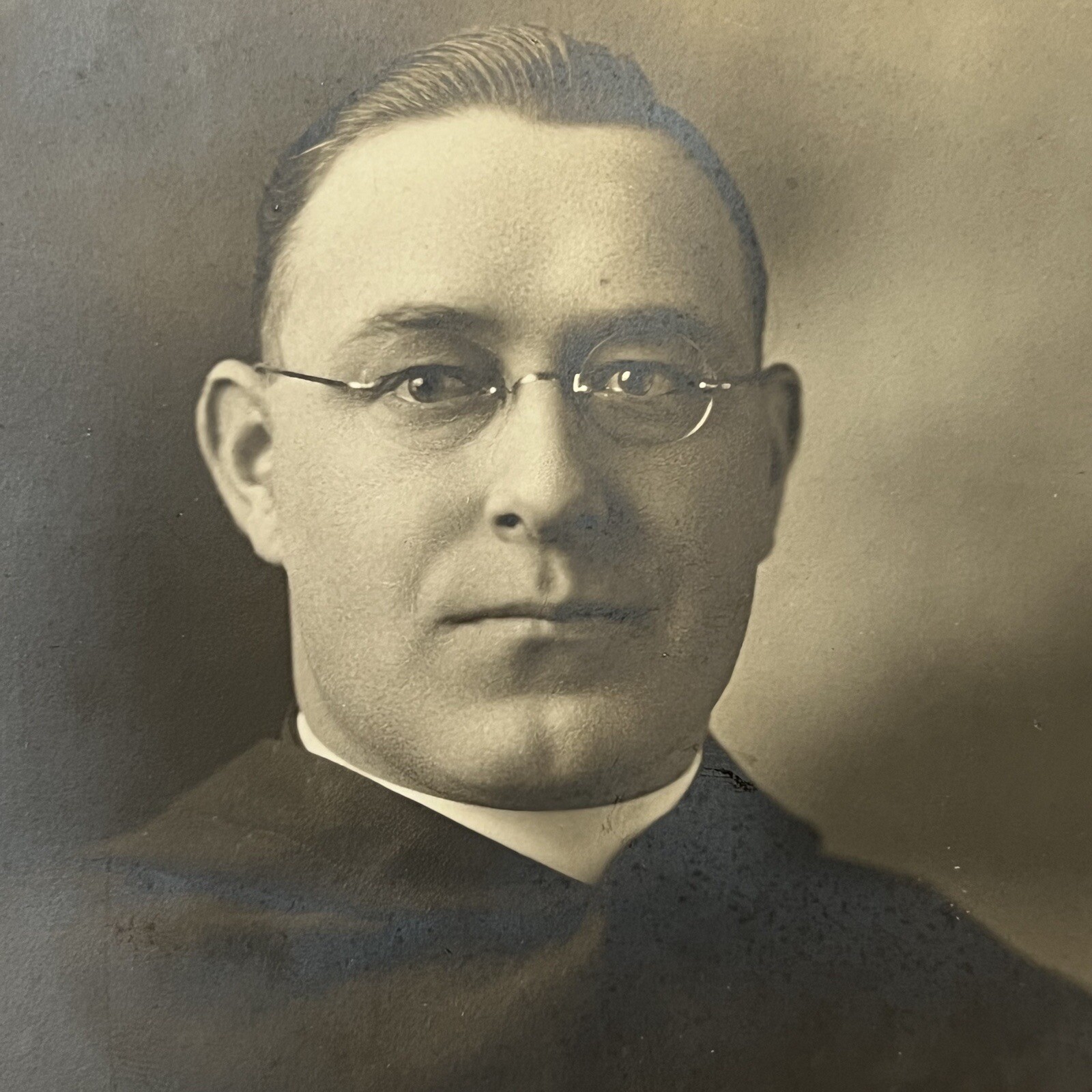 Antique Gelatin Silver Sepia Photograph Catholic Priest Man Father Markey