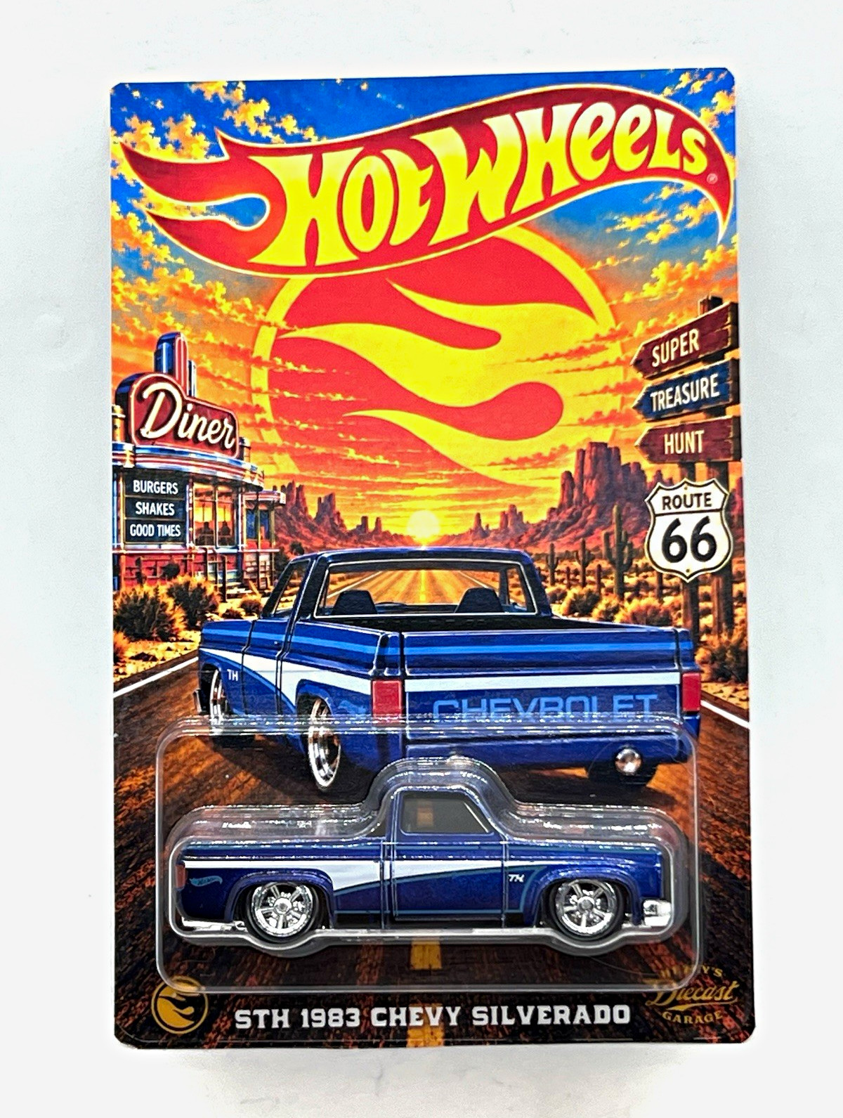 Hot Wheels 1:64 Super Treasure Hunt 1983 Chevy Silverado Custom Card Autographed Hot Wheels 1:64 Super Treasure Hunt 1983 Chevy Silverado Custom Card Autographed