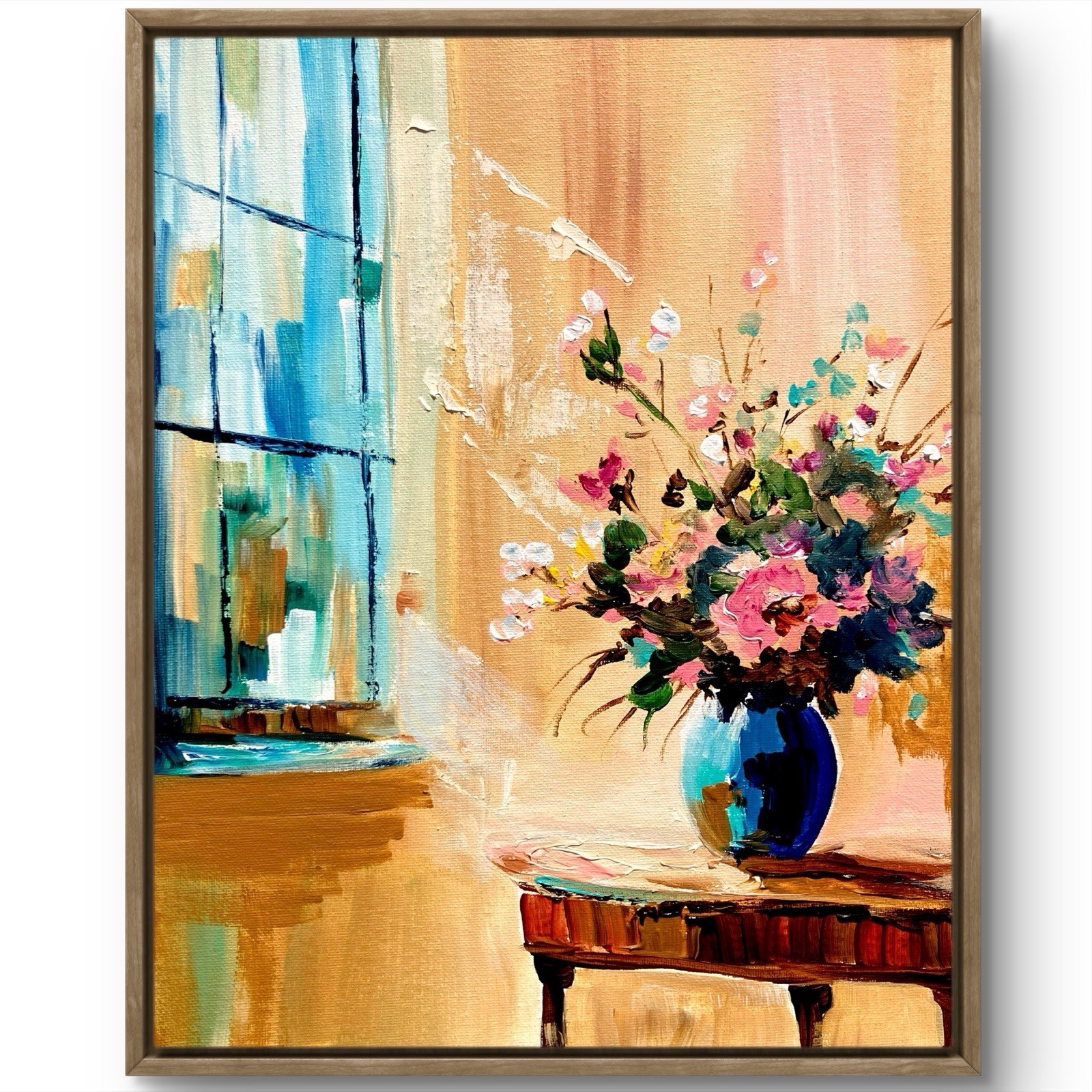 TITA PAINTZ Beautiful Flower Vase By Window Original Handmade Art Painting 11x14