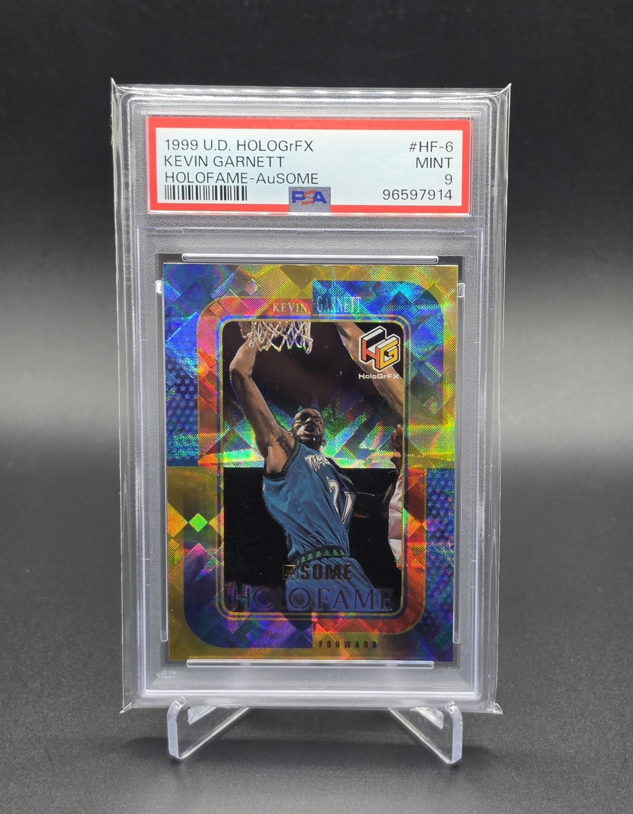 1999-00 Upper Deck HoloGrFX - Holofame Kevin Garnett #HF6 AU Ausome PSA 9 Mint 1999-00 Upper Deck HoloGrFX - Holofame Kevin Garnett #HF6 AU Ausome PSA 9 Mint