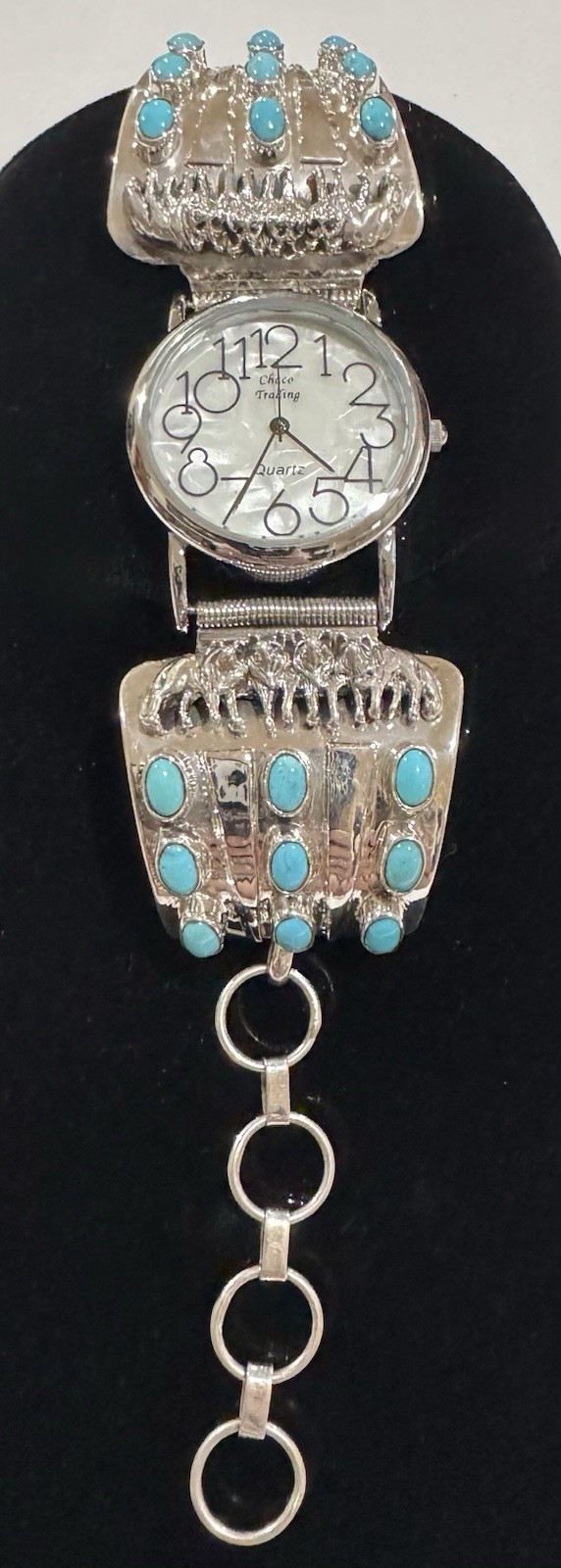 CHACO CANYON (RB) SLEEPING BEAUTY TURQUOISE Sterling Silver WOLFPACK Adj. WATCH