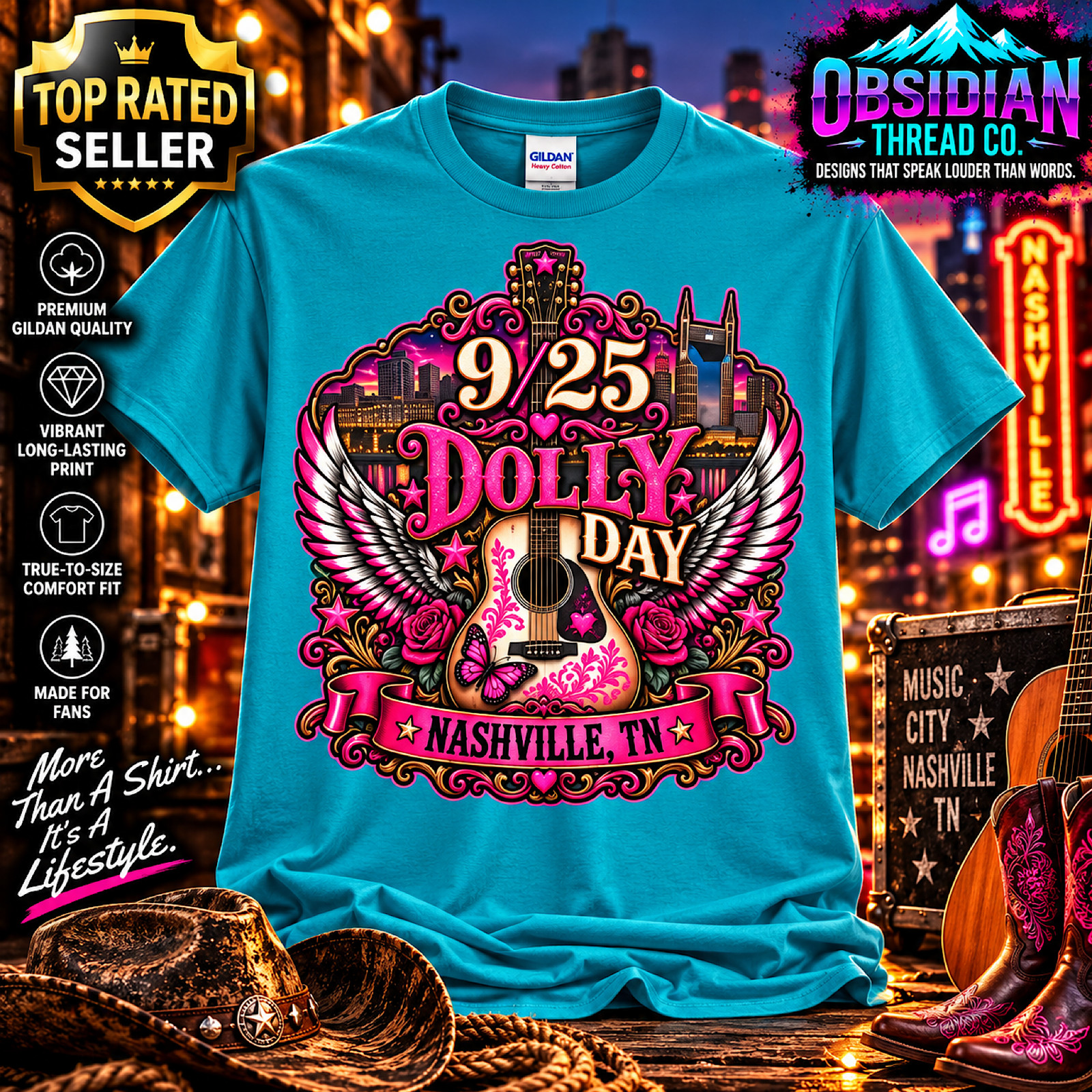 DOLLY DAY 9/25 NASHVILLE TN DOLLY PARTON COUNTRY MUSIC DOLLYWOOD Limited T-SHIRT