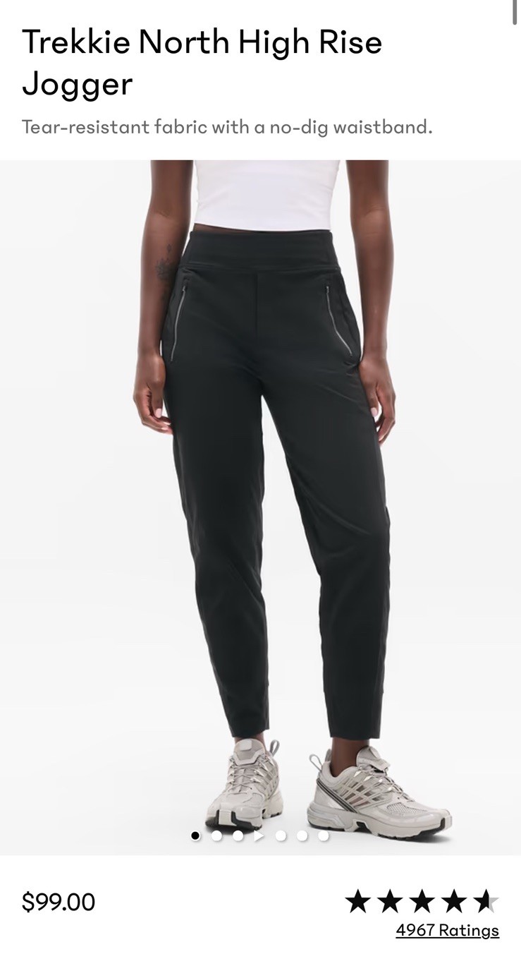 $99 Athleta Trekkie North High Rise Jogger Black Inseam 28” Size 4 $99 Athleta Trekkie North High Rise Jogger Black Inseam 28” Size 4