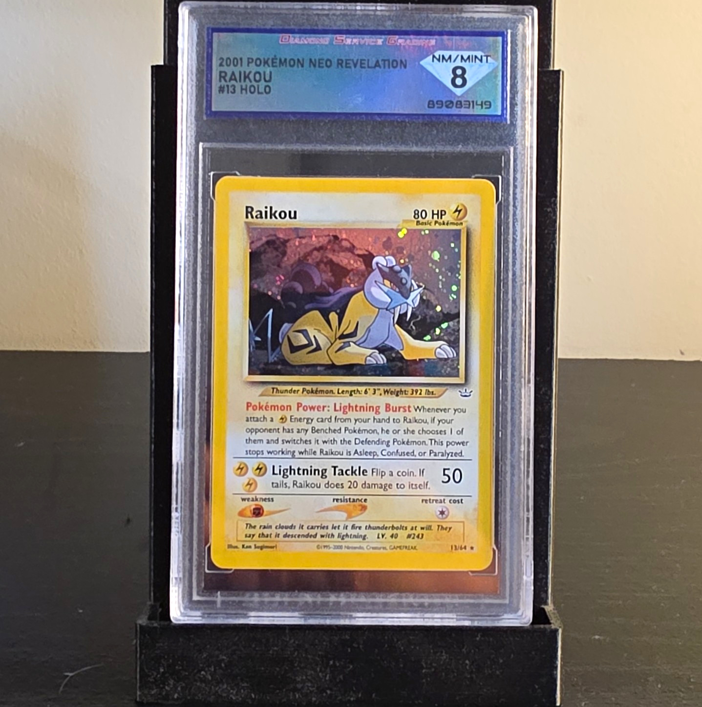 Pokemon 2001 Neo Revelation Raikou Holo Rare 13/64 Unlimited DSG 8 English