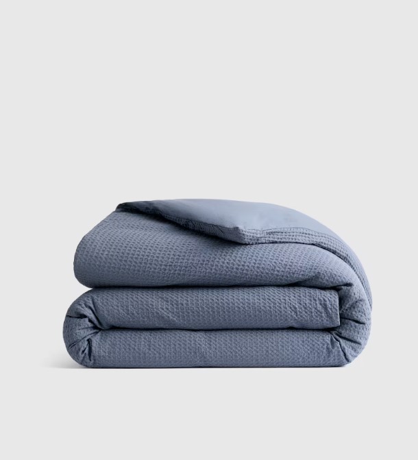 NEW Quince Organic Luxe Honeycomb Duvet Cover - Mineral - King