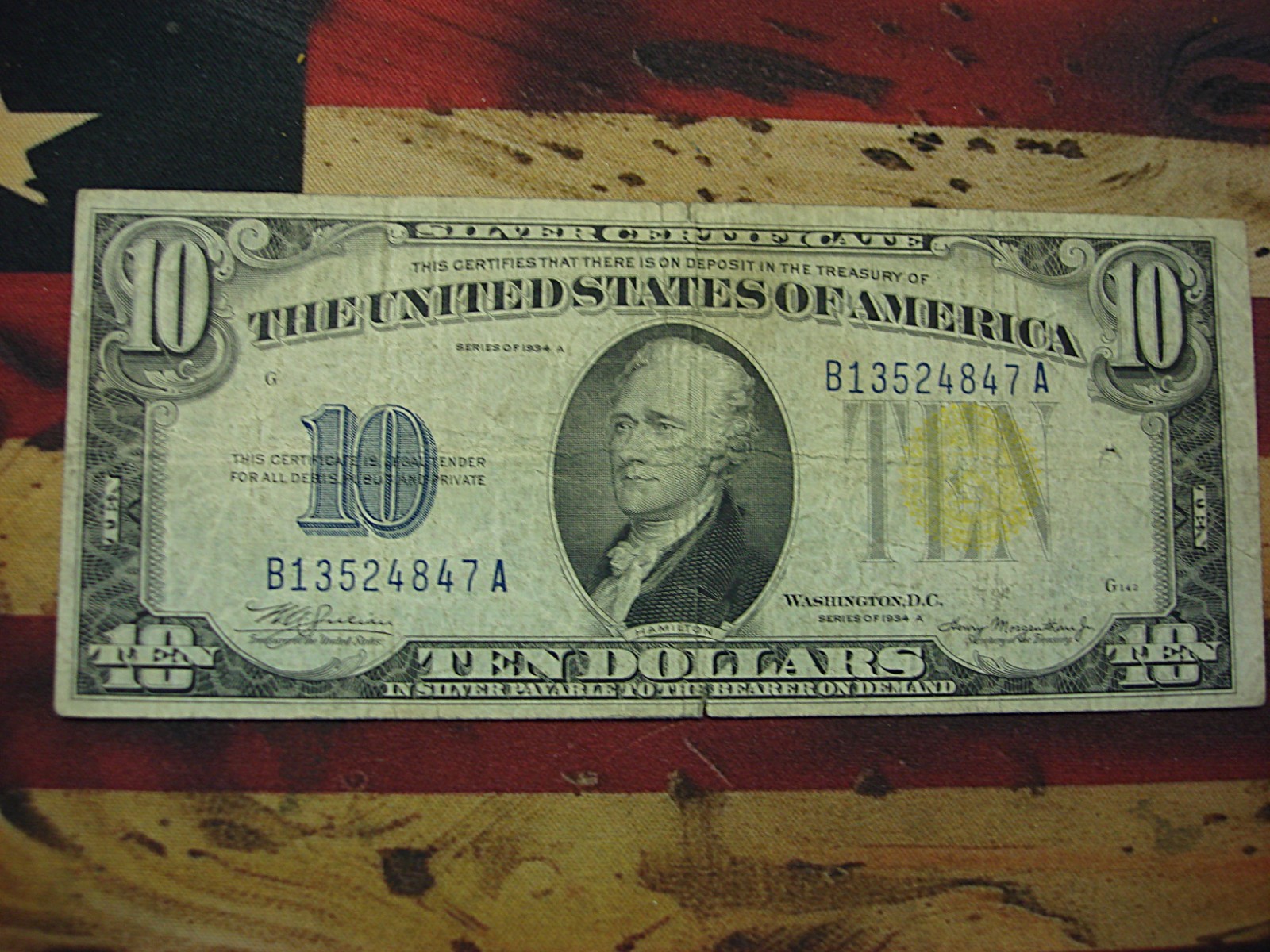 SERIES 1934 A $10 SILVER CERTIFICATE - YELLOW SEAL - NORTH AFRICA & EUROPE USE SERIES 1934 A $10 SILVER CERTIFICATE - YELLOW SEAL - NORTH AFRICA & EUROPE USE