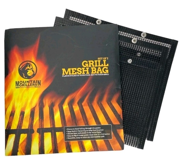 Reusable Non-Stick BBQ Mesh Grilling Bags Heat Resistant 2 Count Mountain Grill