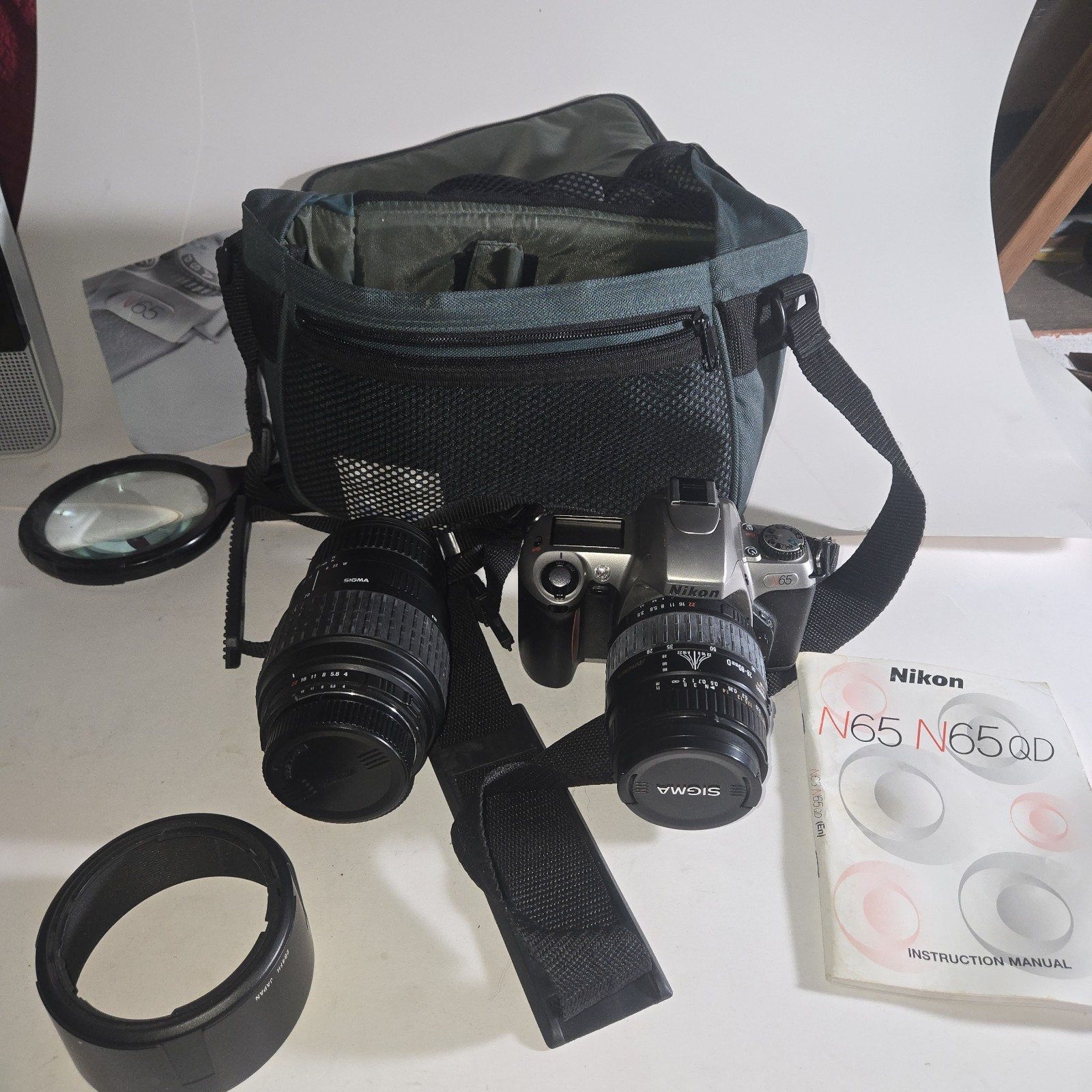 Nikon N65 35mm SLR Film + Sigma 70-300mm 28-80mm-D Lens Kit Untested Free Return Nikon N65 35mm SLR Film + Sigma 70-300mm 28-80mm-D Lens Kit Untested Free Return