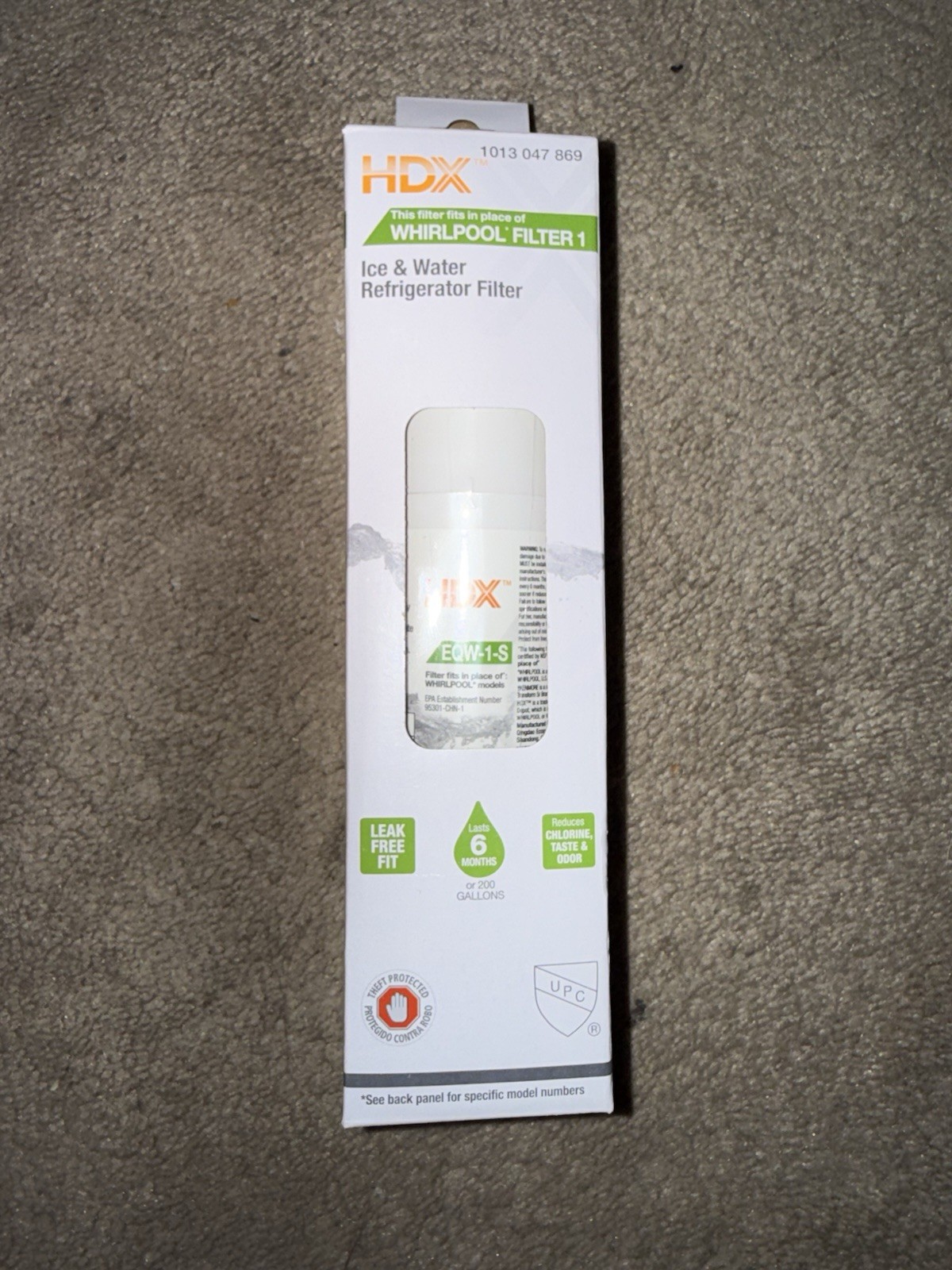 NEW HDX EQW-1-S Refrigerator Water Filter Replacement For Whirlpool Filter 1