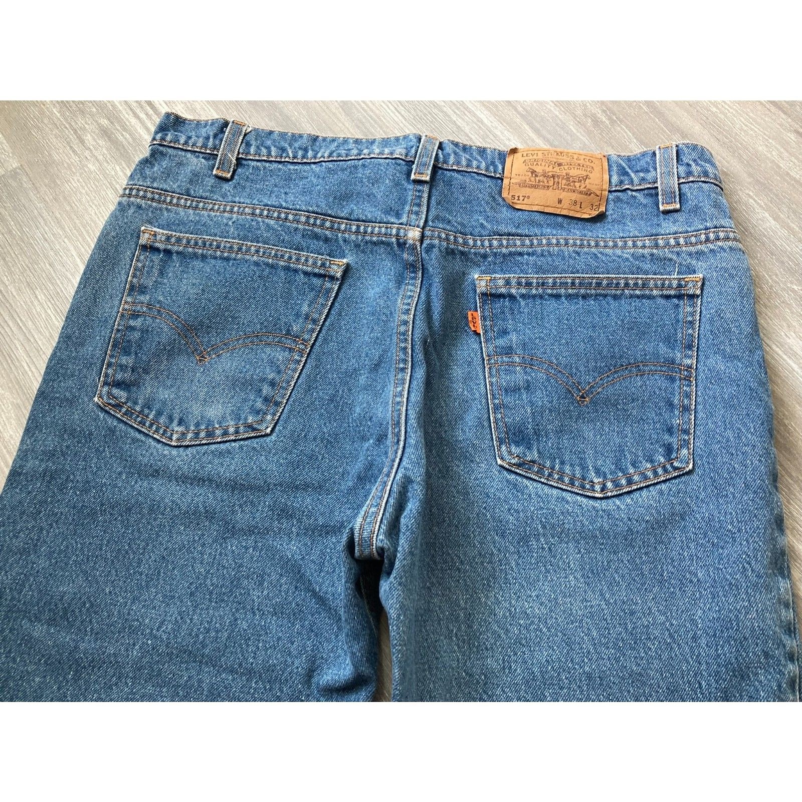 Orange Tab Levi\'s 517 Bootcut USA Made Vintage Petite Short Inseam 36x24.5 1997