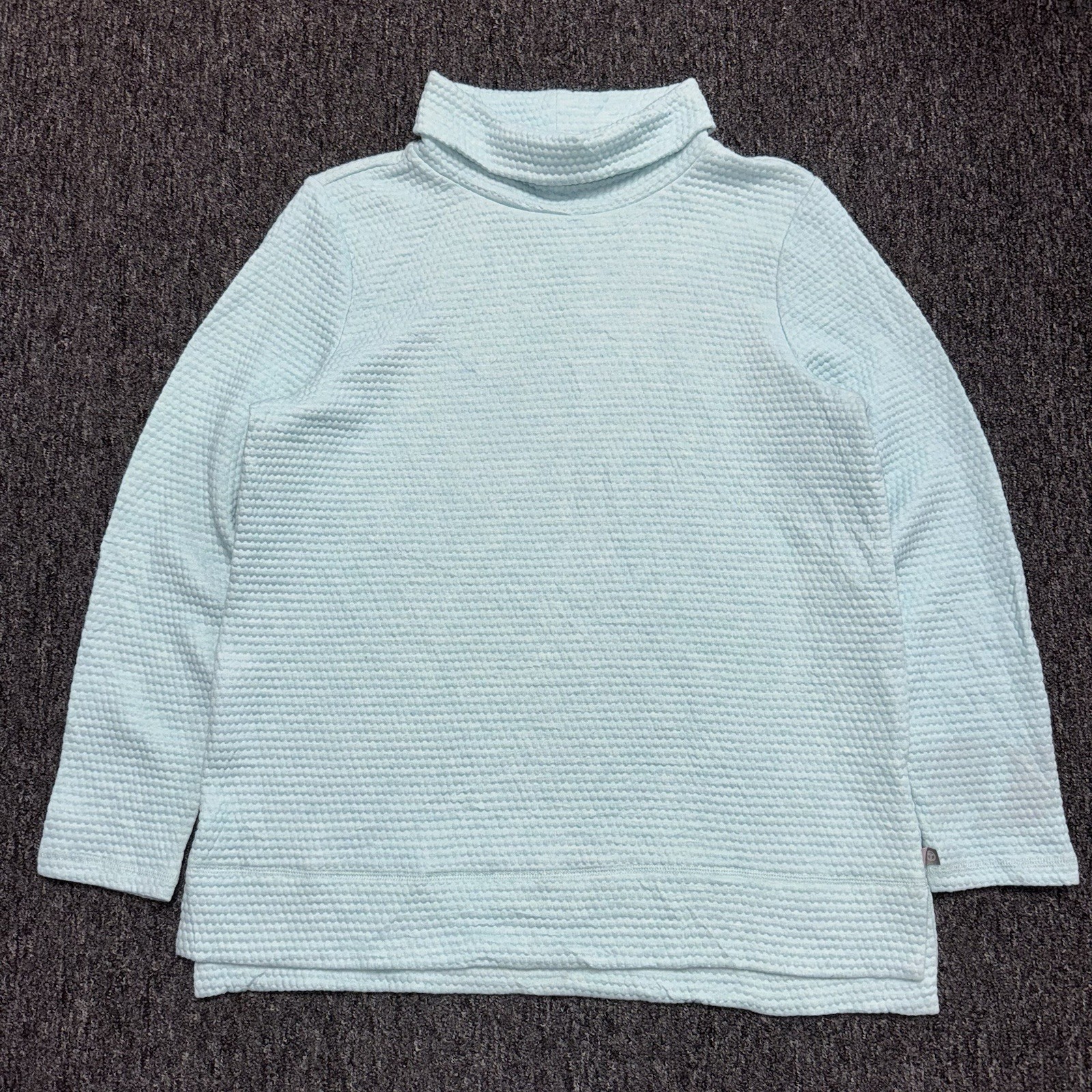 Women’s NWT Talbots Blue Quilted Pullover Funnel Neck Cotton Sweater Sz PL