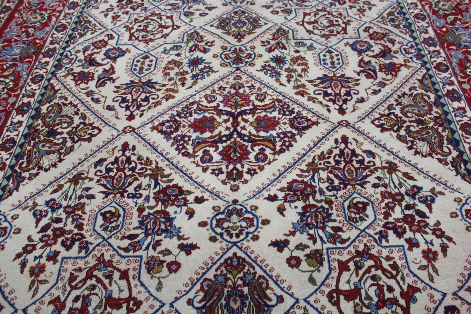 10X13 1940's EXQUISITE ANTIQUE 300+KPSI HAND KNOTTED VEGETABLE DYE ISFAHANN RUG