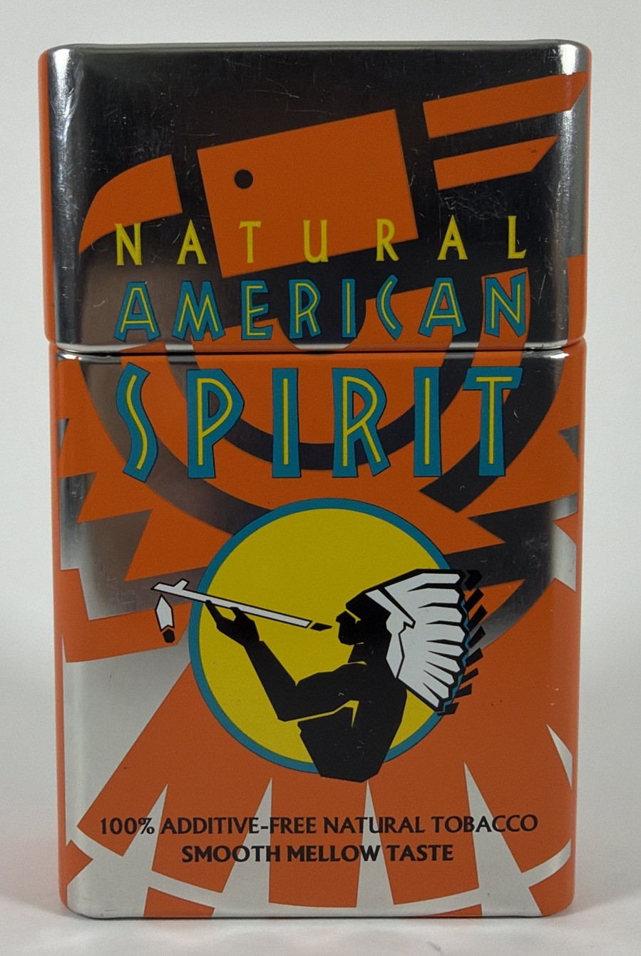 Vintage Natural American Spirit Orange Metal Cig Tin Case Empty Collectible Vintage Natural American Spirit Orange Metal Cig Tin Case Empty Collectible