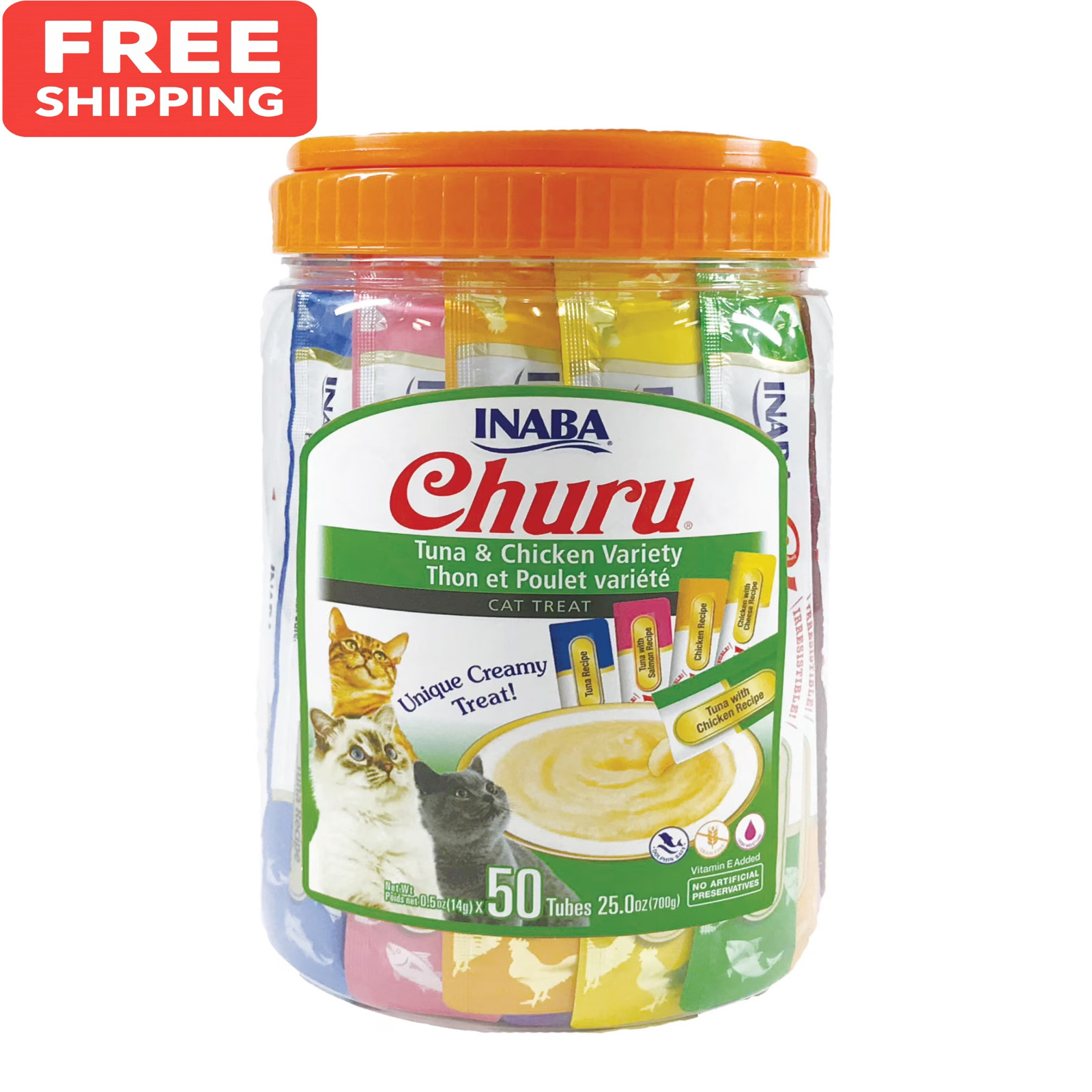INABA Churu Lickable Cat Treats Tuna & Chicken Variety 50 Tubes, 0.5 oz INABA Churu Lickable Cat Treats Tuna & Chicken Variety 50 Tubes, 0.5 oz