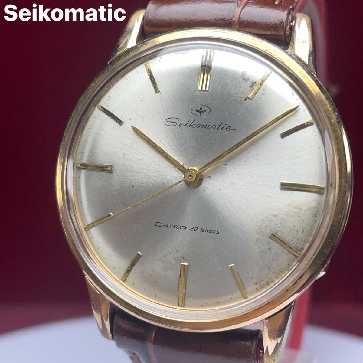 Vintage 1960s SEIKO Seikomatic Automatic 20J Men\'s Watch Japan Leather Band