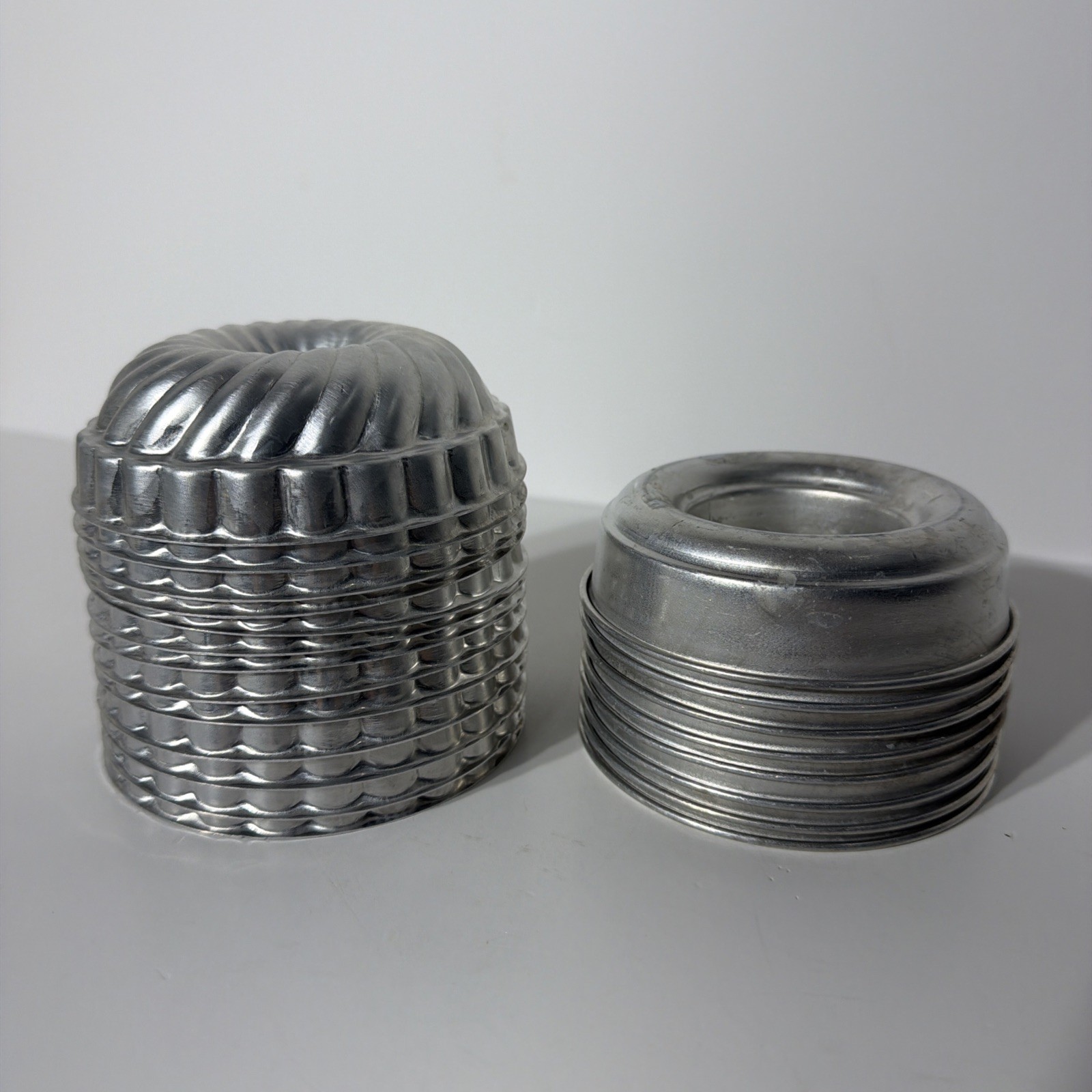 Vtg Aluminum Mini Jello Cake Molds Lot of 21 Individual Bundt & Ring Pans