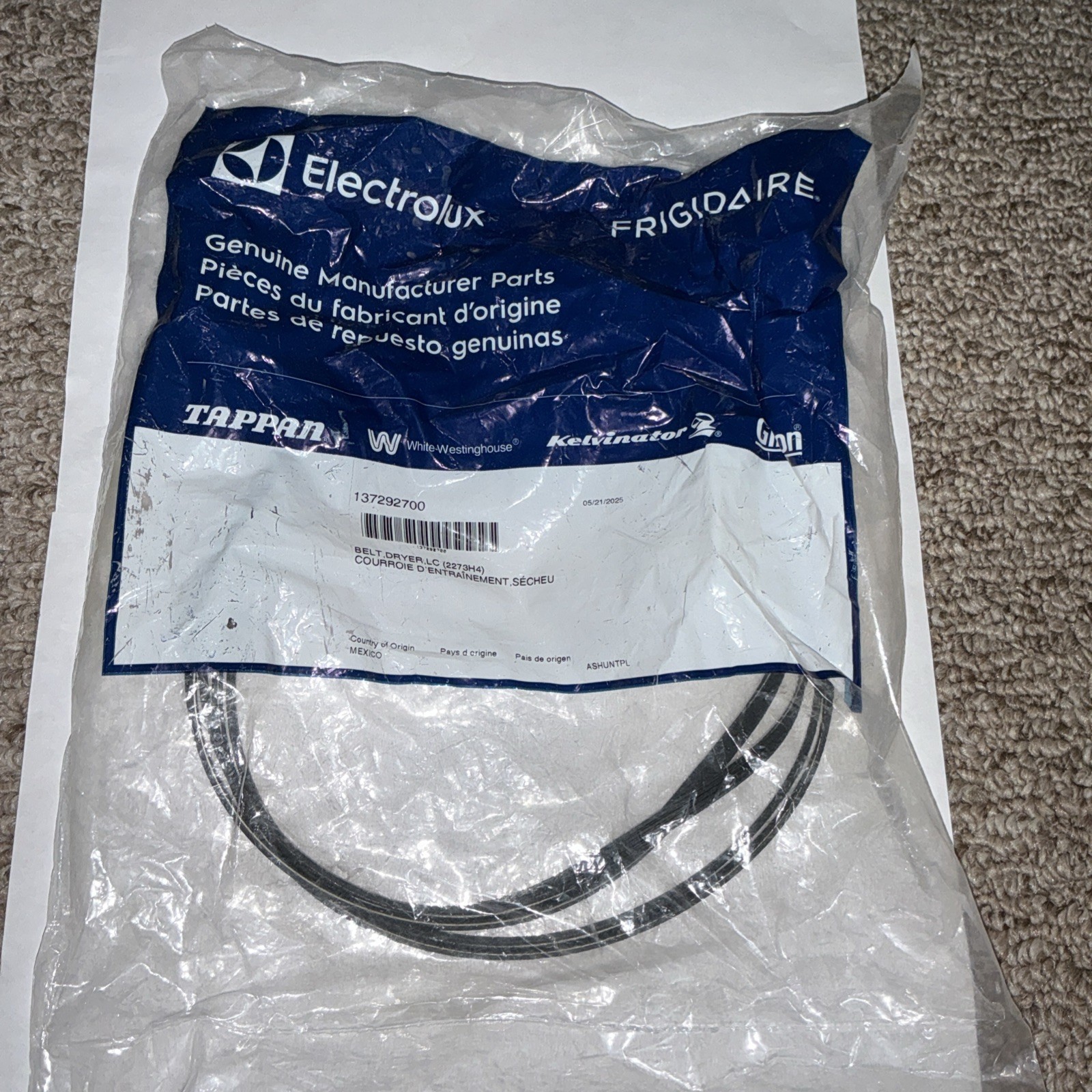 137292700 Genuine OEM Frigidaire Dryer Drum Belt 137292700 Genuine OEM Frigidaire Dryer Drum Belt