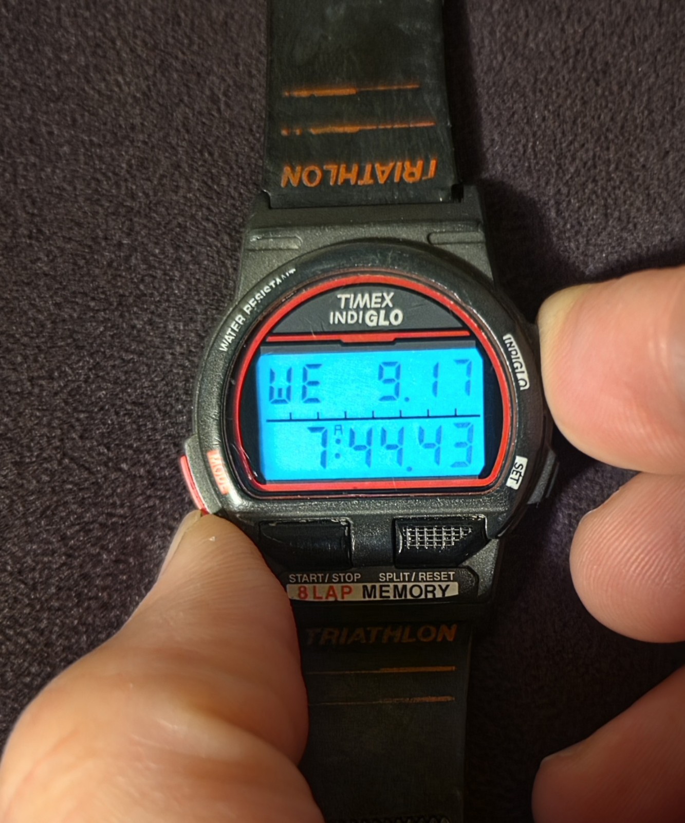 Vintage Timex 8 Lap Ironman Triathlon Digital 36mm Watch Indiglo Red New Battery