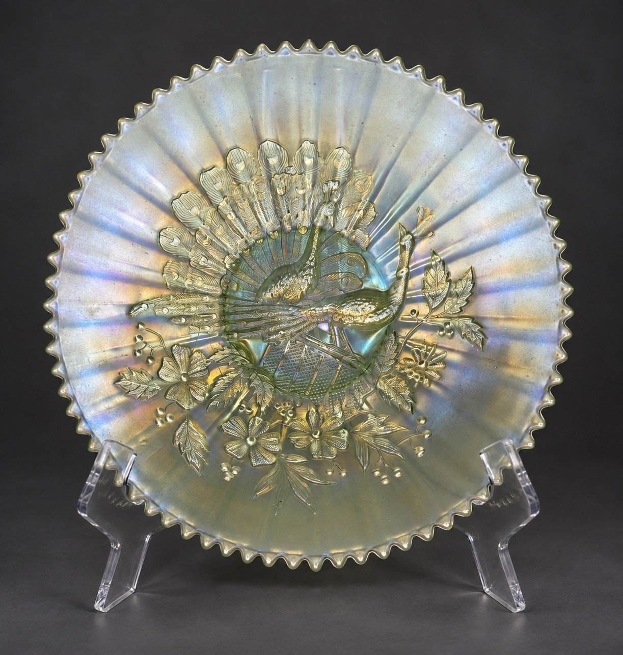 NORTHWOOD ICE GREEN CARNIVAL GLASS   \