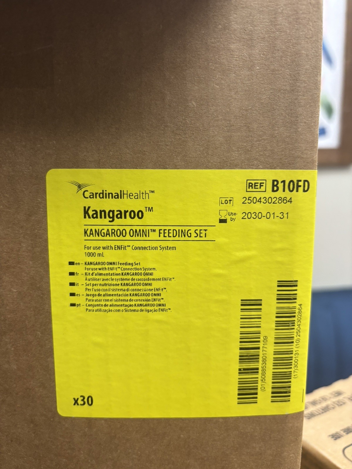 Cardinal Health Kangaroo OMNI Feeding Set 1000ml B10FD Box of 30 EXP 2029