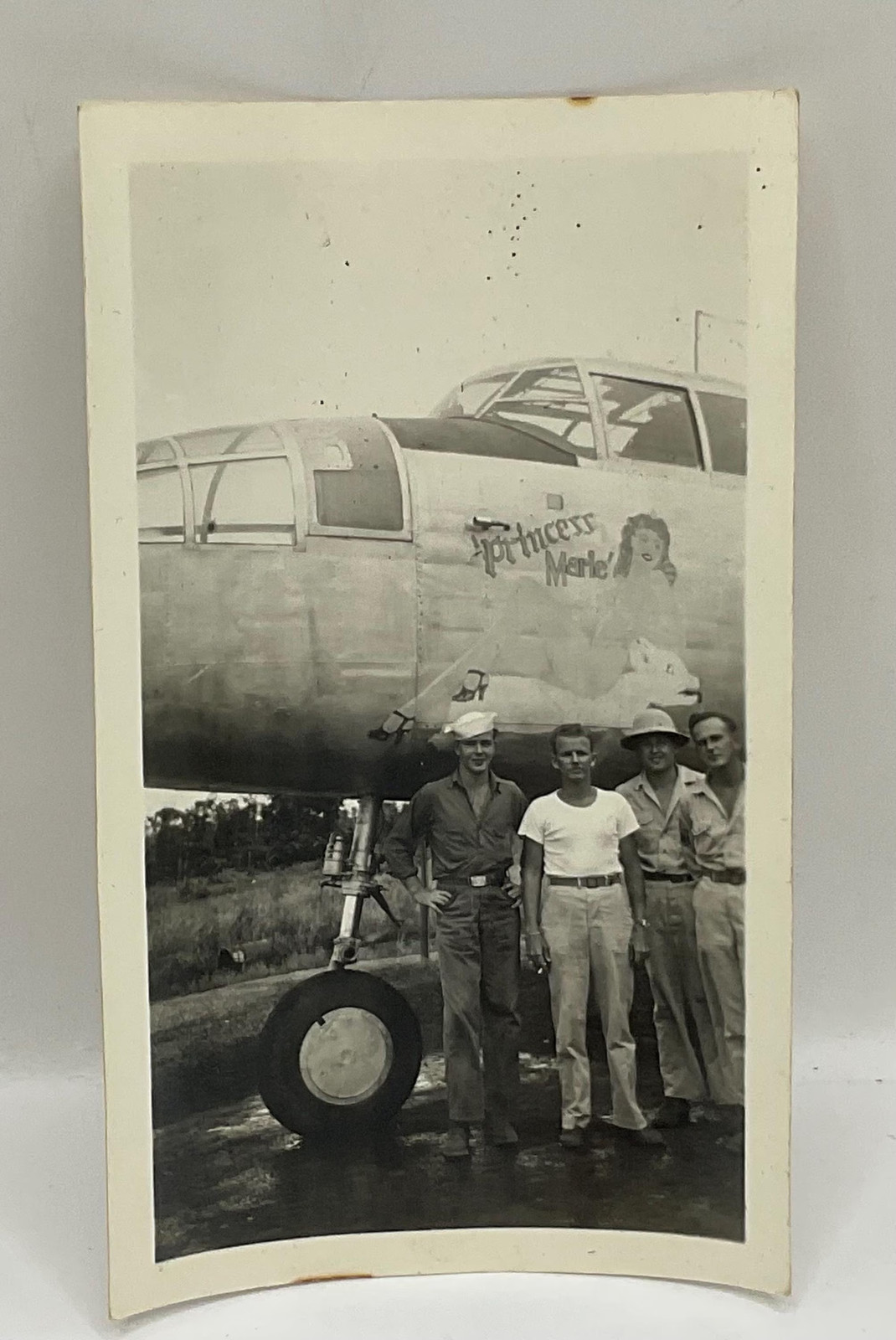 WWII Photo B-25 Mitchell Bomber Princess Merle Nose Art 485th BG 830th BS Pin