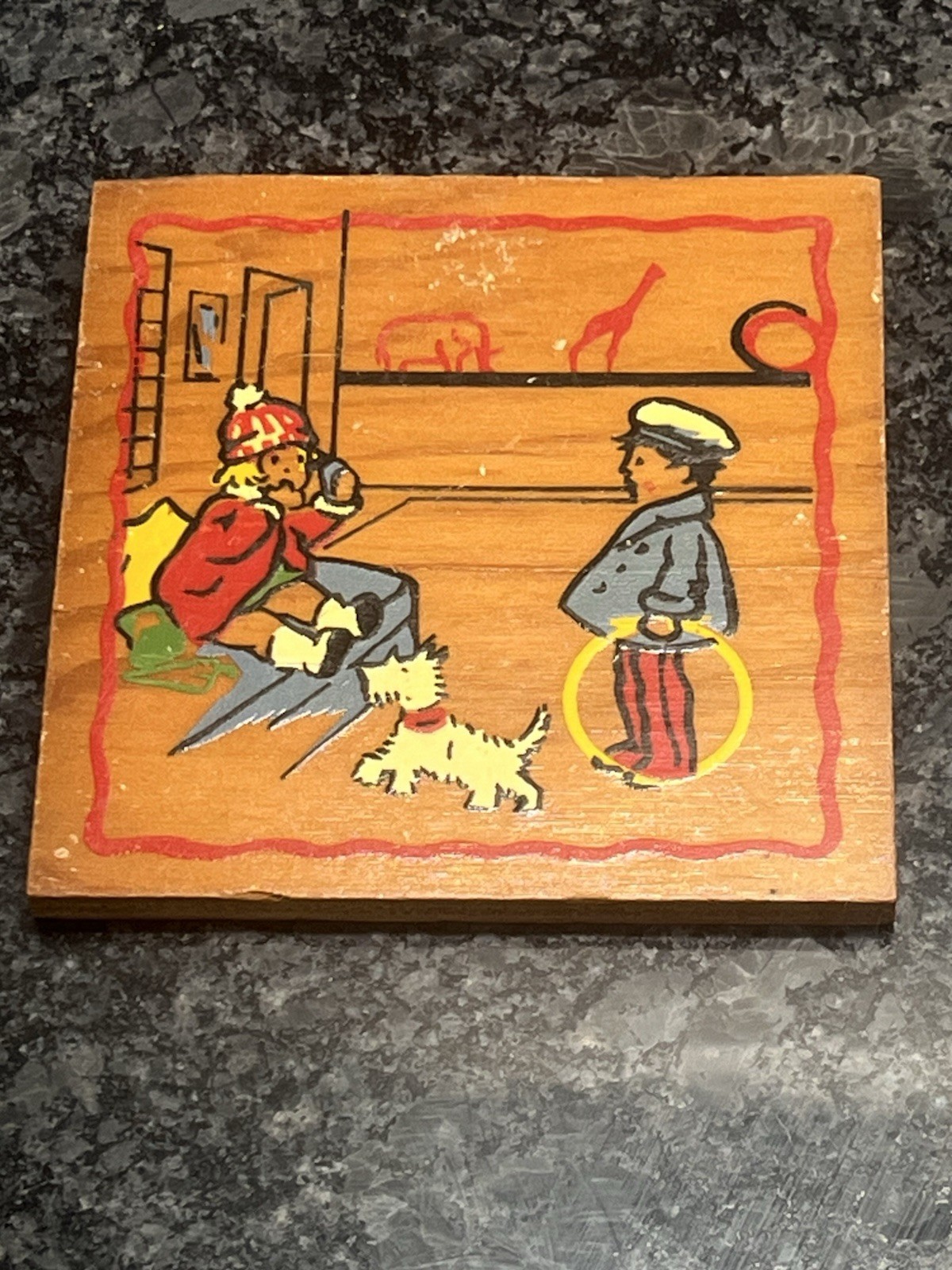 Vintage 1940's Scotty Terrier Dog Plaque on wood board 4”x4” Vintage 1940's Scotty Terrier Dog Plaque on wood board 4”x4”