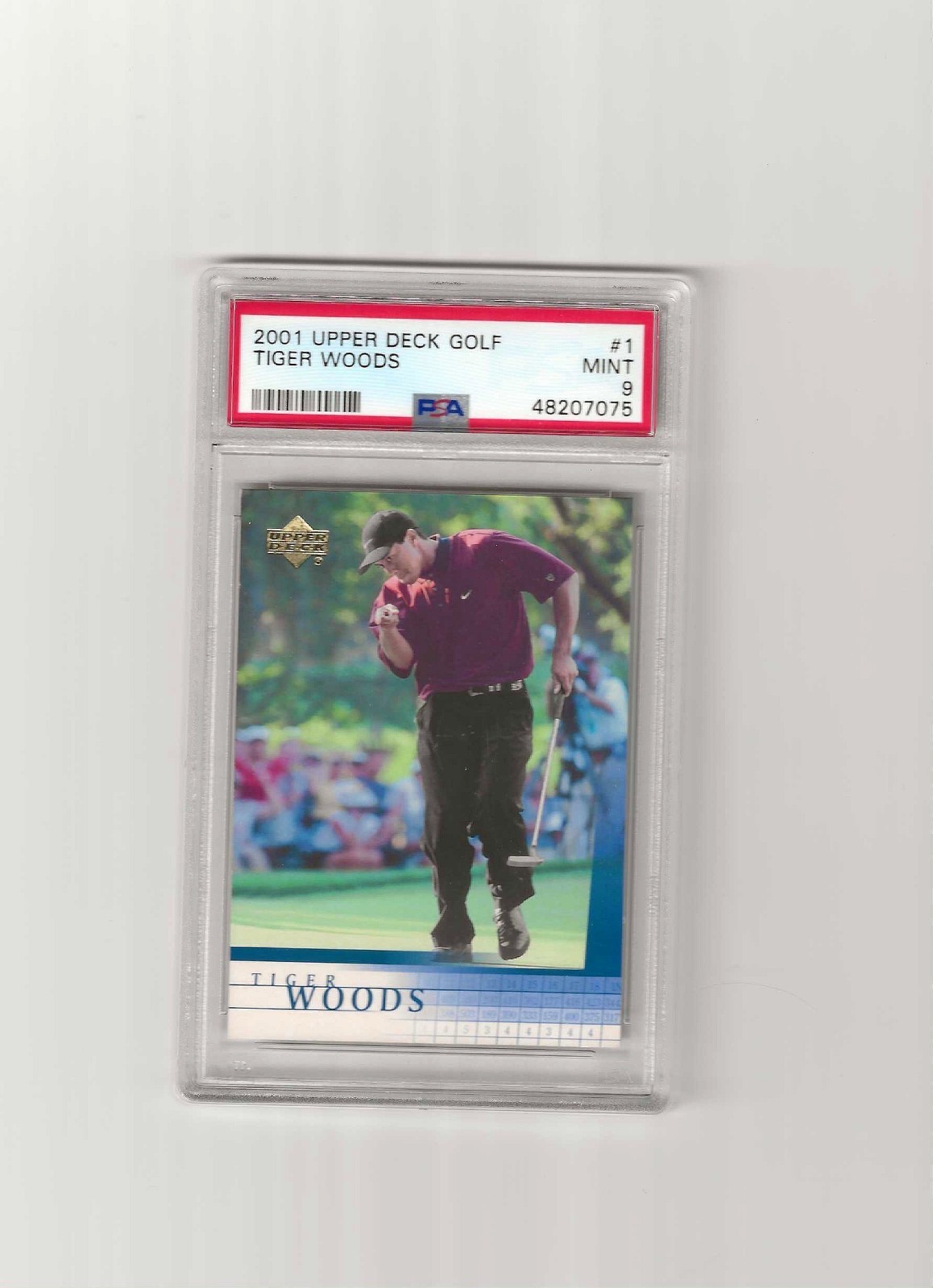 2001 UPPER DECK GOLF TIGER WOODS RC BLUE INK MISPRINT ERROR PSA 9 2001 UPPER DECK GOLF TIGER WOODS RC BLUE INK MISPRINT ERROR PSA 9
