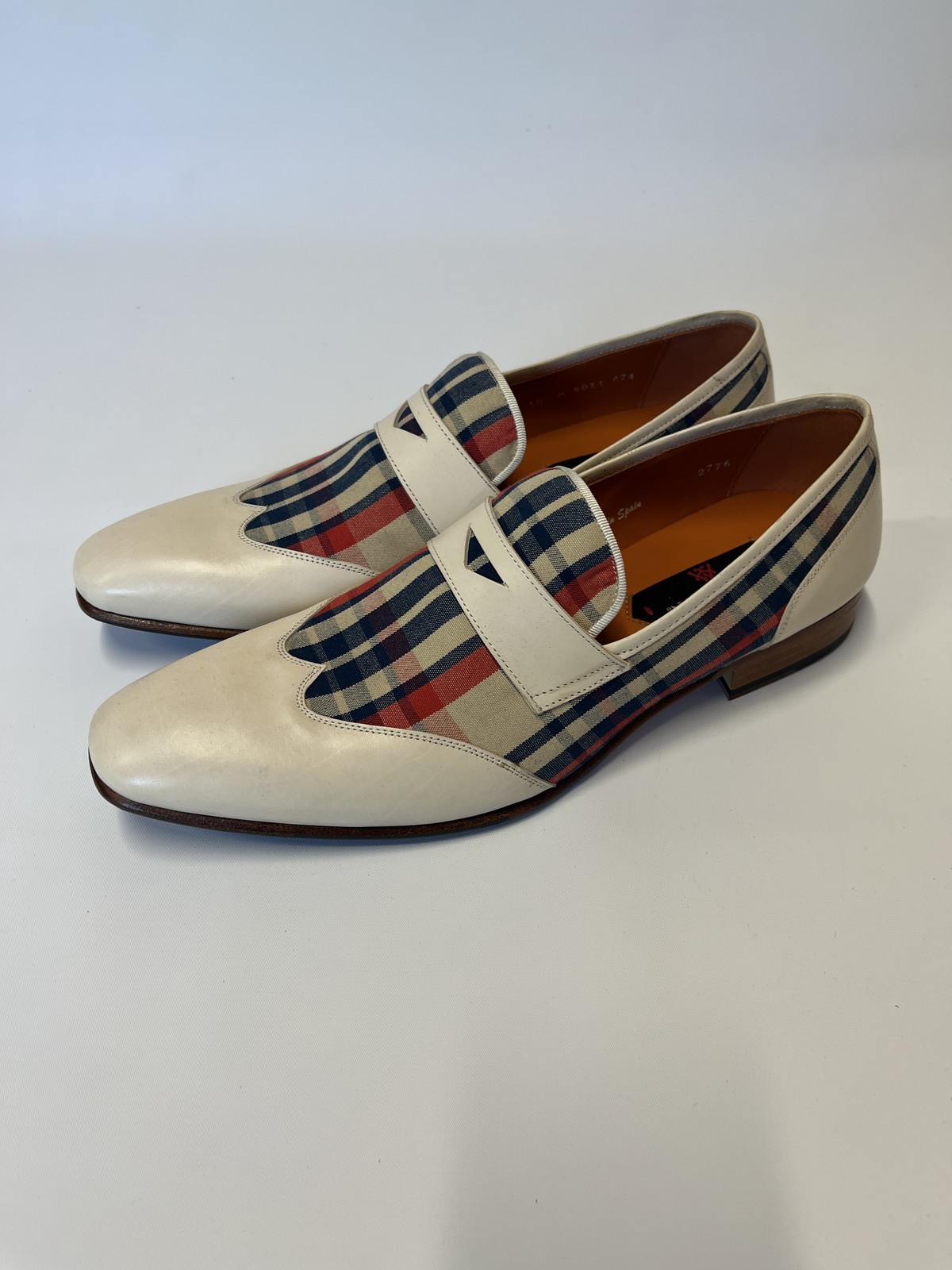 Mens Mezlan Red Blue Plaid Loafers Dress Shoes 10M NEW