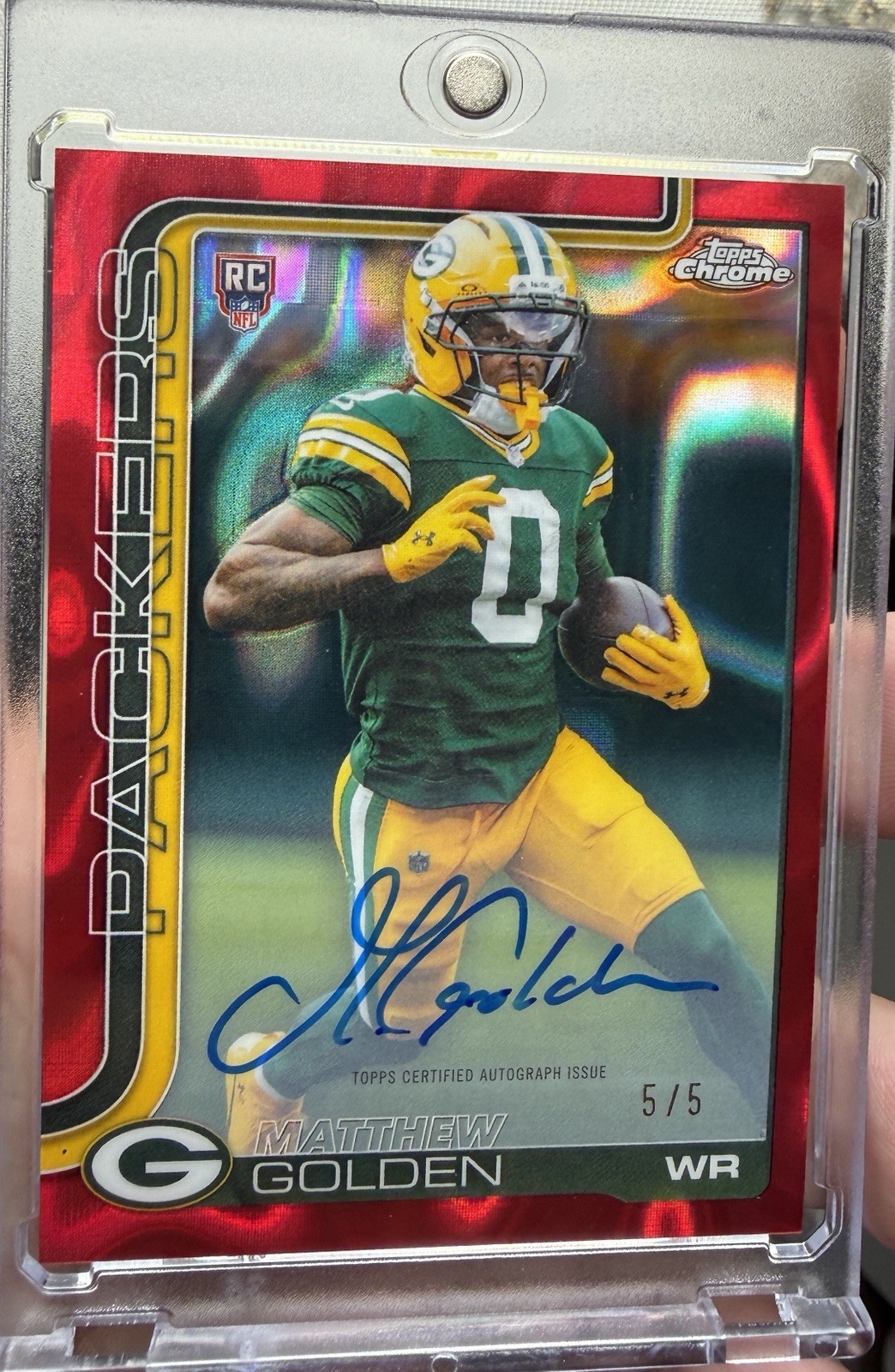 2025 TOPPS CHROME MATTHEW GOLDEN RED LAVA /5  ON CARD RC AUTO #RA-MGO (CLEAN) 🔥