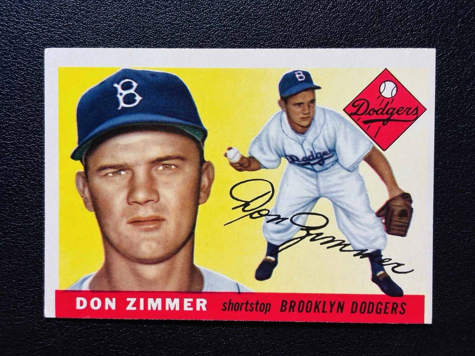 Don Zimmer Rookie #92 1955 Topps Brooklyn Dodgers Baseball Card MLB NM A1