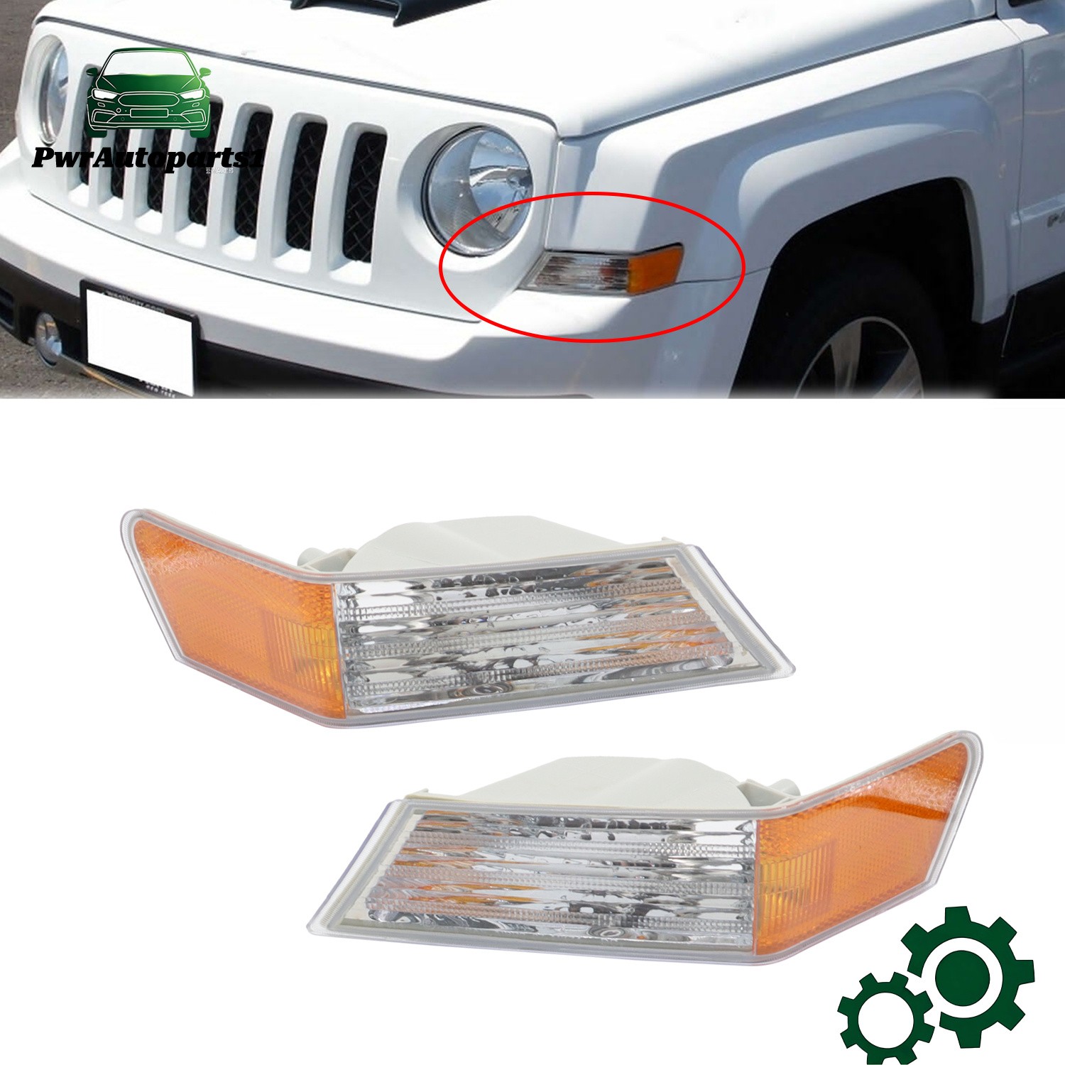 For 07-17 Jeep Patriot Turn Signal Directional Lamp Pair Front Set Parking Light