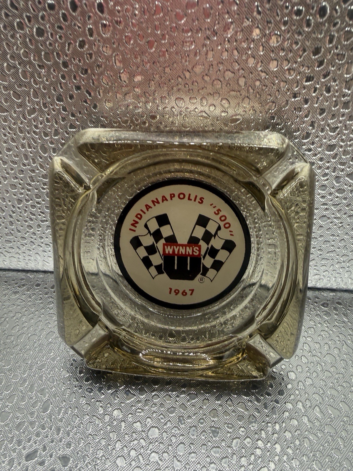 Vintage Indianapolis 500 Motor Speedway Wynns 1967 Glass Ashtray Smoke Glass Vintage Indianapolis 500 Motor Speedway Wynns 1967 Glass Ashtray Smoke Glass