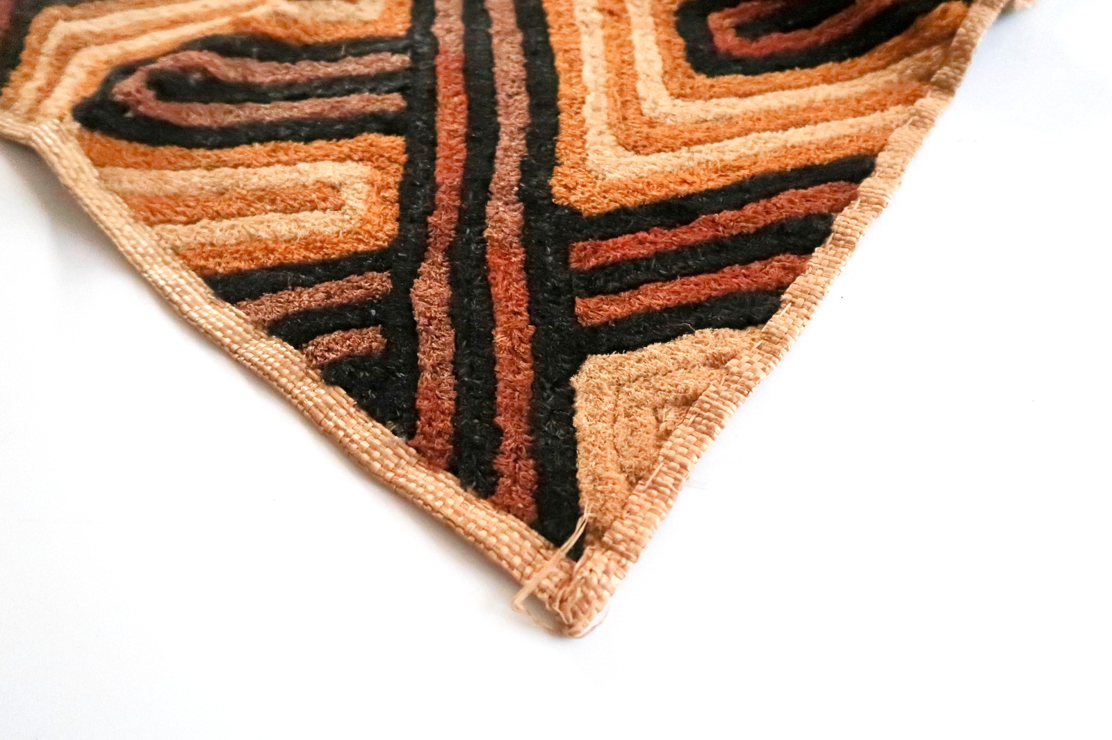 NEW Vintage African Kuba Shoowa Cloth Raffia Textile Panel 25x26 Kasai Velvet 03