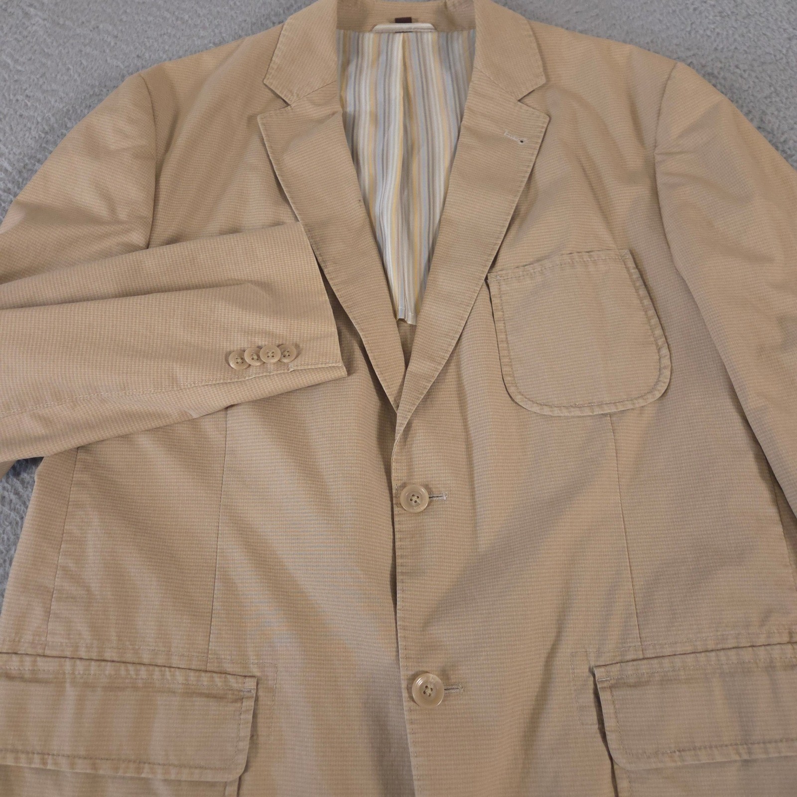 Kroon Blazer Mens 42R Tan Harrison Wash Micro Check Cotton Stretch Sport Coat Kroon Blazer Mens 42R Tan Harrison Wash Micro Check Cotton Stretch Sport Coat