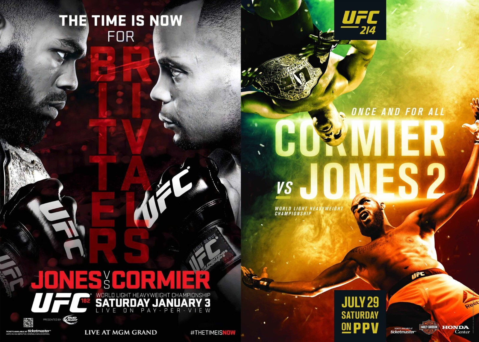 Fight Poster Set lot UFC 187 214 Daniel Cormier vs. Jon Jones 11X16 Bitter Rival