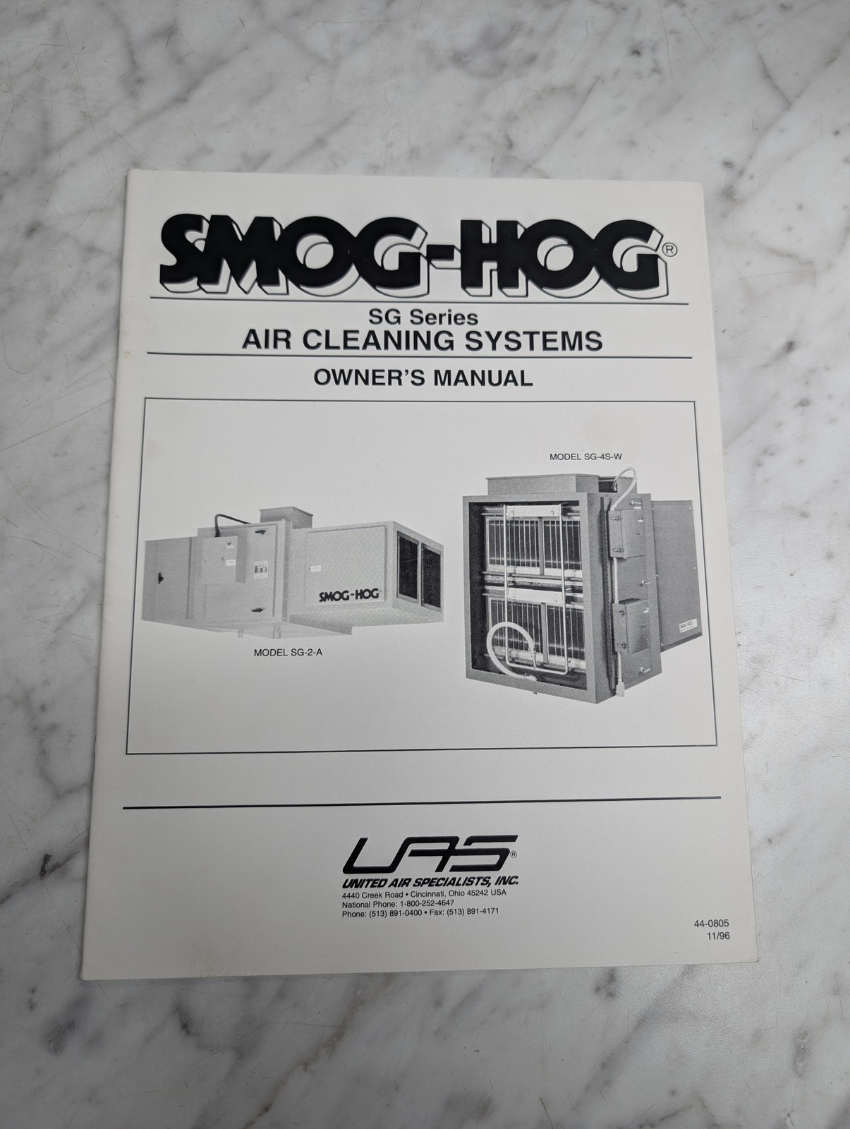 SMOG-HOG SG SERIES AIR CLEANING SYSTEMS OWNER'S INFORMATION MANUAL 1996