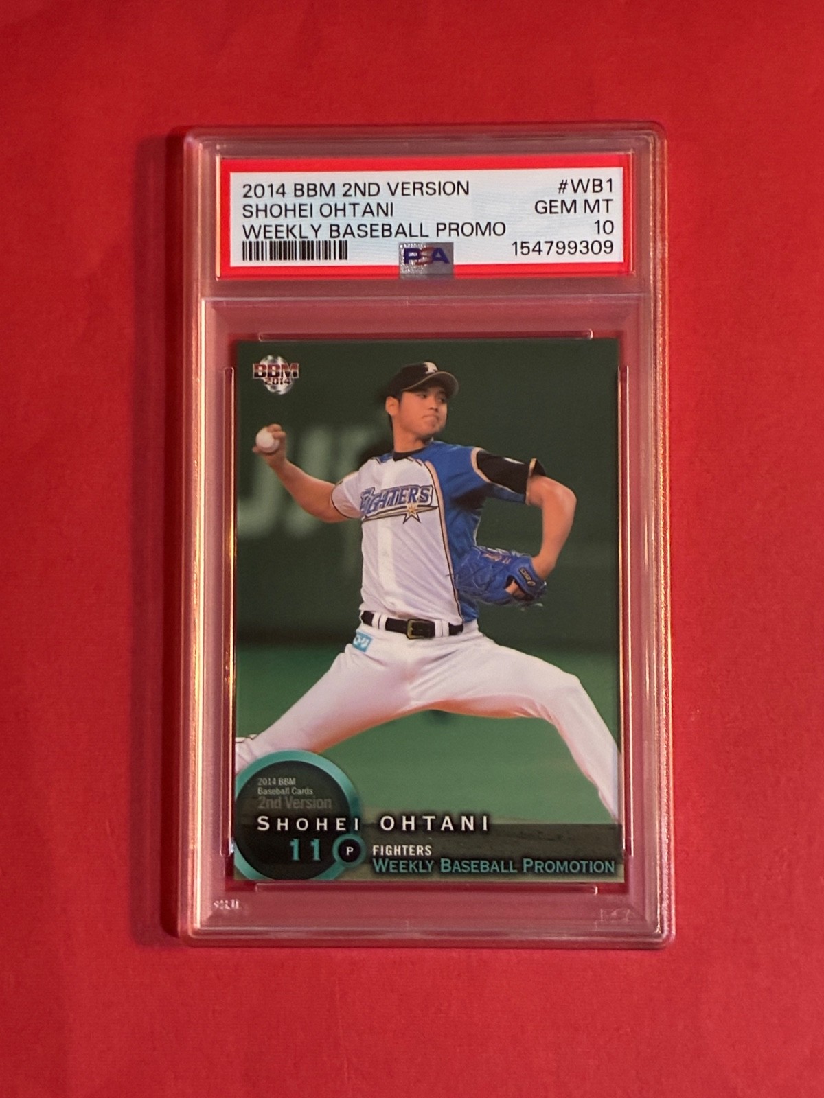 (RARE) 2014 BBM 2nd Version #WB1 Shohei Ohtani Promo Card PSA-10  (POP 35)