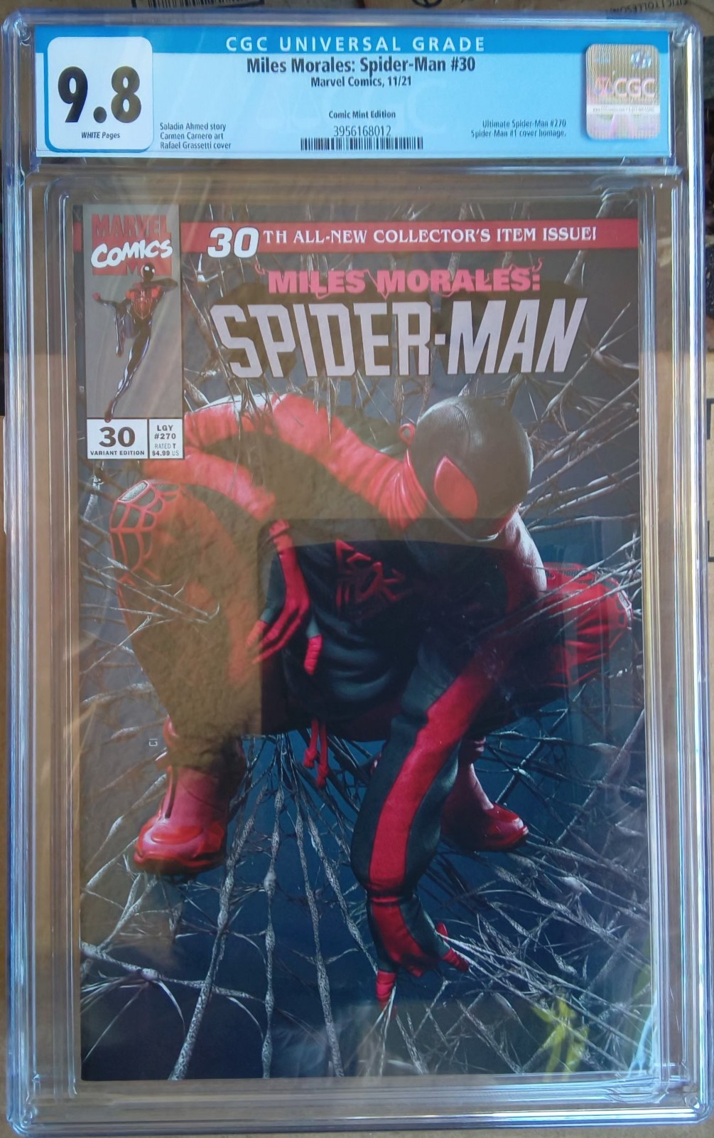 cgc 9.8 Miles Morales: Spider-Man #30 2021 McFarlane Homage Cover cgc 9.8 Miles Morales: Spider-Man #30 2021 McFarlane Homage Cover