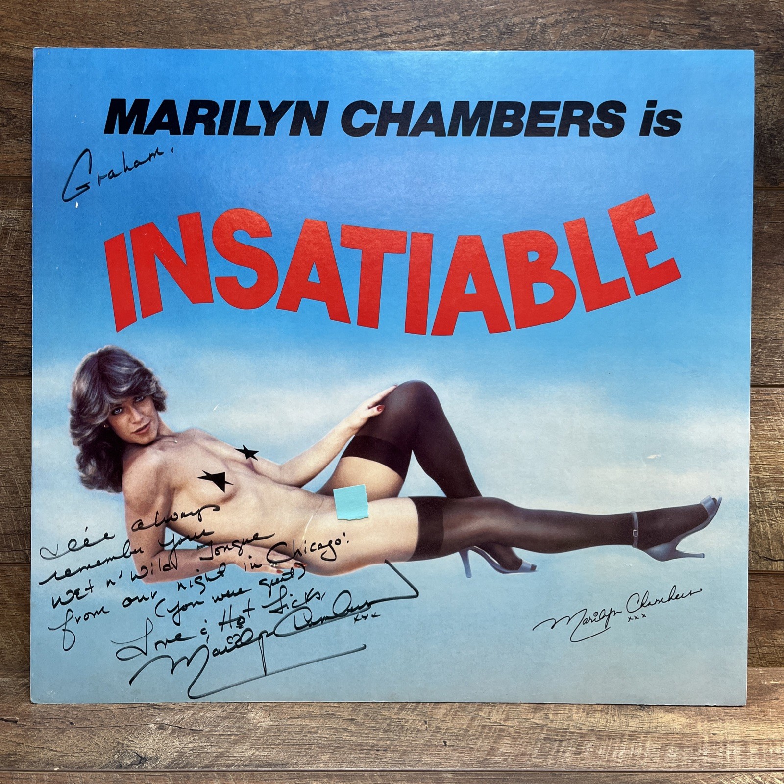 INSATIABLE Foam Board POSTER Marilyn Chambers Signed and Inscribed INSATIABLE Foam Board POSTER Marilyn Chambers Signed and Inscribed