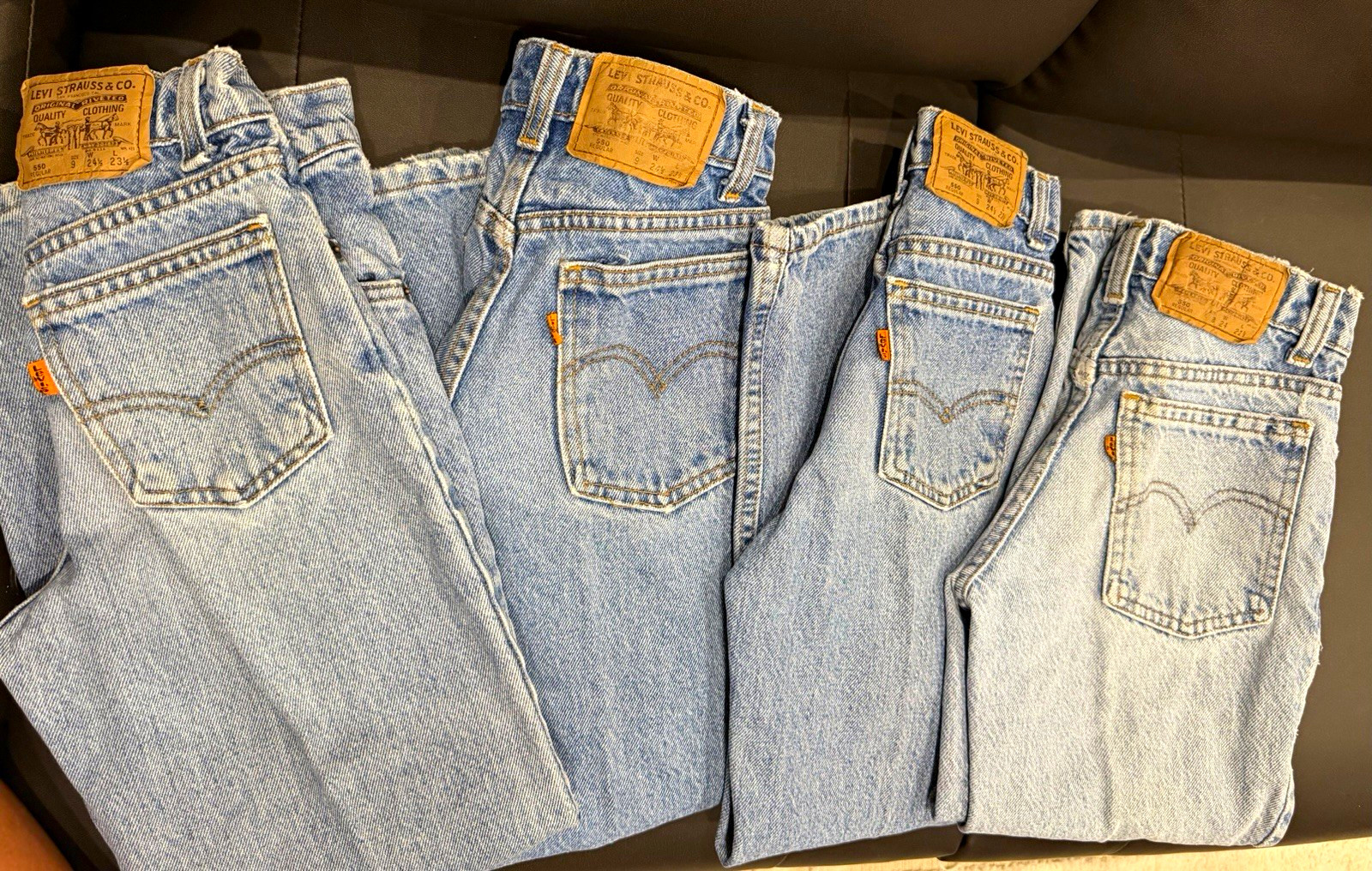 Levi\'s 550 Boys Blue Jeans 8-9 Years Straight Regular Fit Vintage Orange Tab