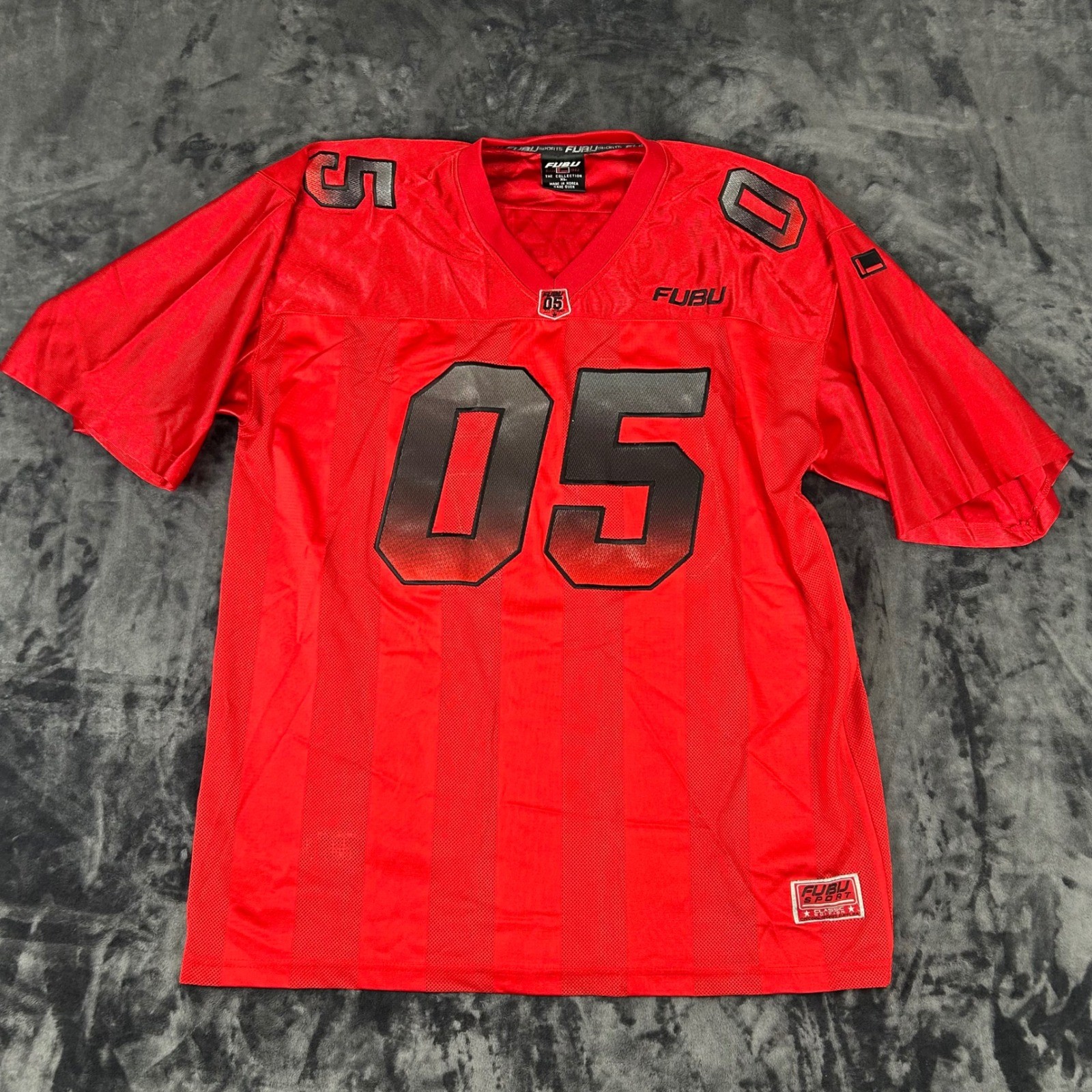 FUBU Sport Football Jersey Mens XL Red 05 Mesh Streetwear Hip Hop V-Neck