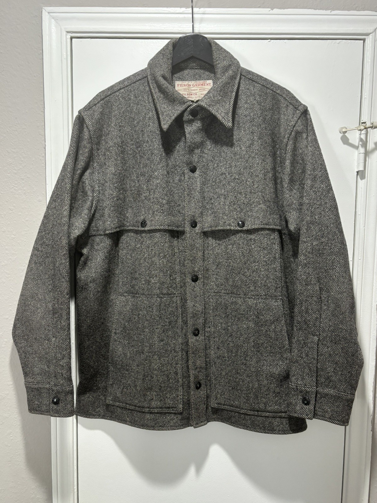 VTG 70/80s Filson Mackinaw Wool Double Cape Style 95 Gray Tweed Wool Jacket VTG 70/80s Filson Mackinaw Wool Double Cape Style 95 Gray Tweed Wool Jacket
