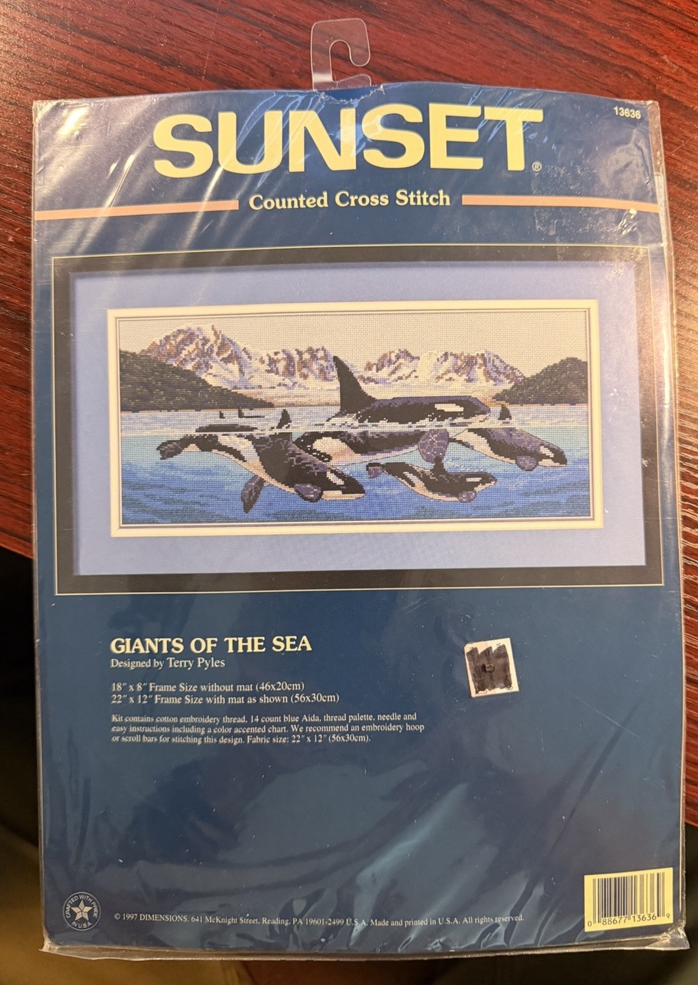 RARE Sunset Dimensions GIANTS OF THE SEA Cross Stitch Kit 13636 18x8” SEALED