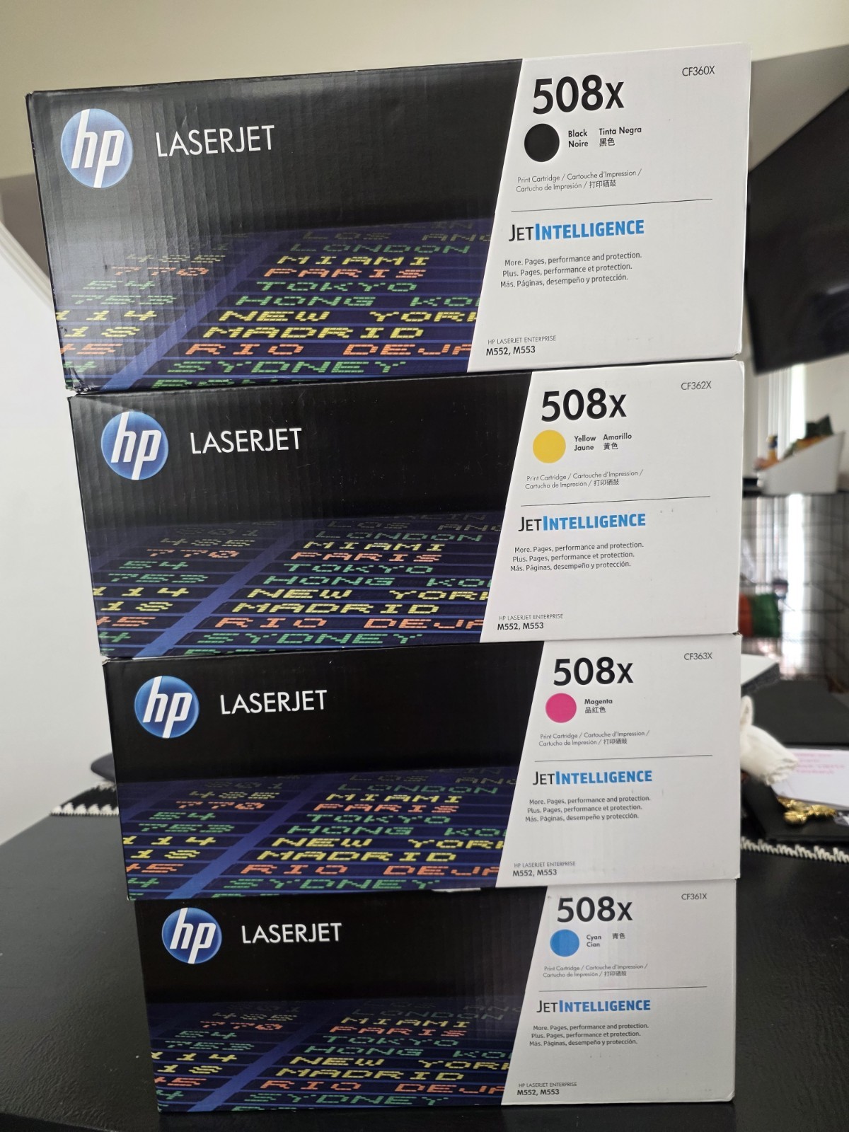 Genuine HP 508X Toner Set CMYK CF360X CF361X CF362X CF363X High Yield Sealed OEM Genuine HP 508X Toner Set CMYK CF360X CF361X CF362X CF363X High Yield Sealed OEM